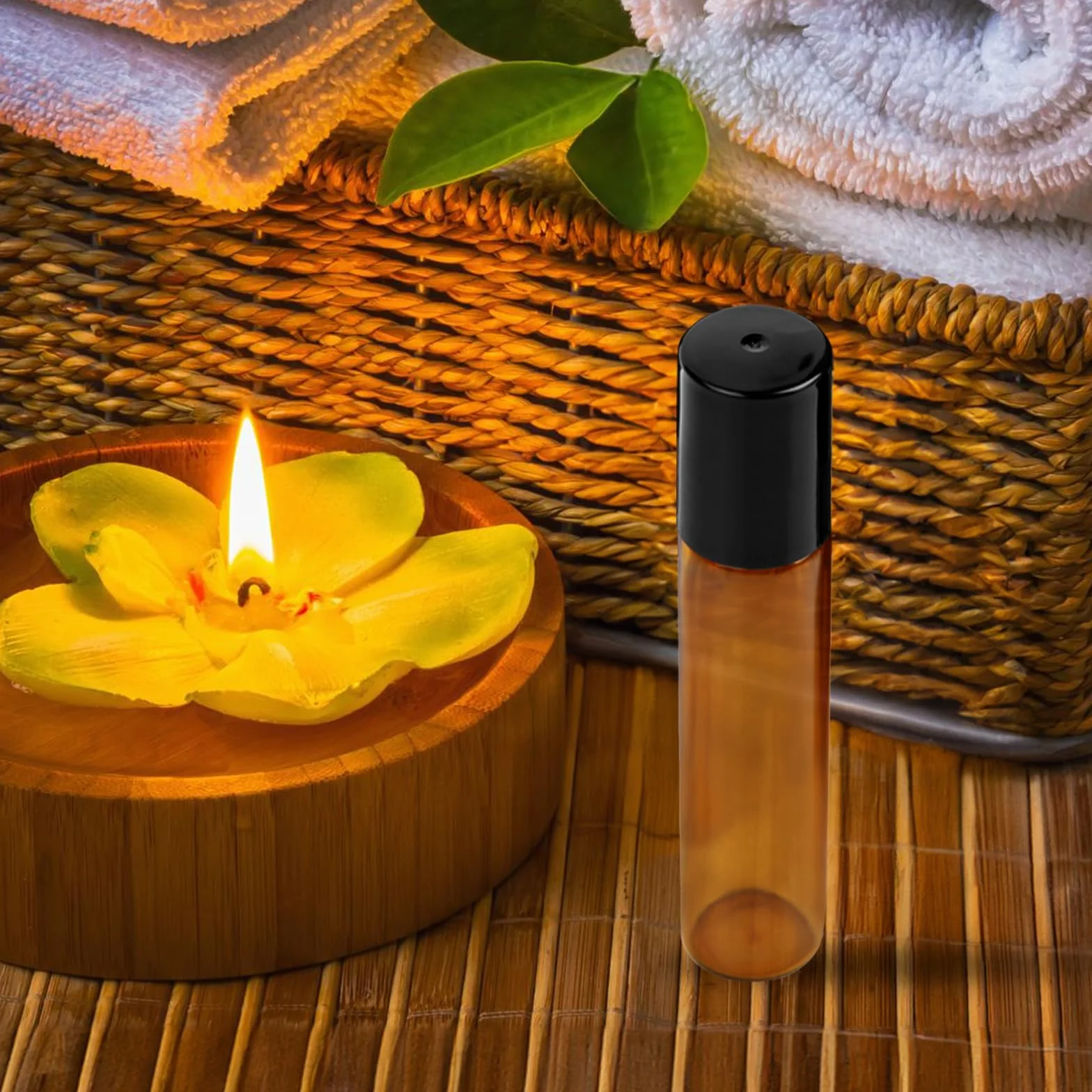 Botellas de Cristal Enrollables 10 ml para Aceite Esencial con Bola de Acero Inoxidable