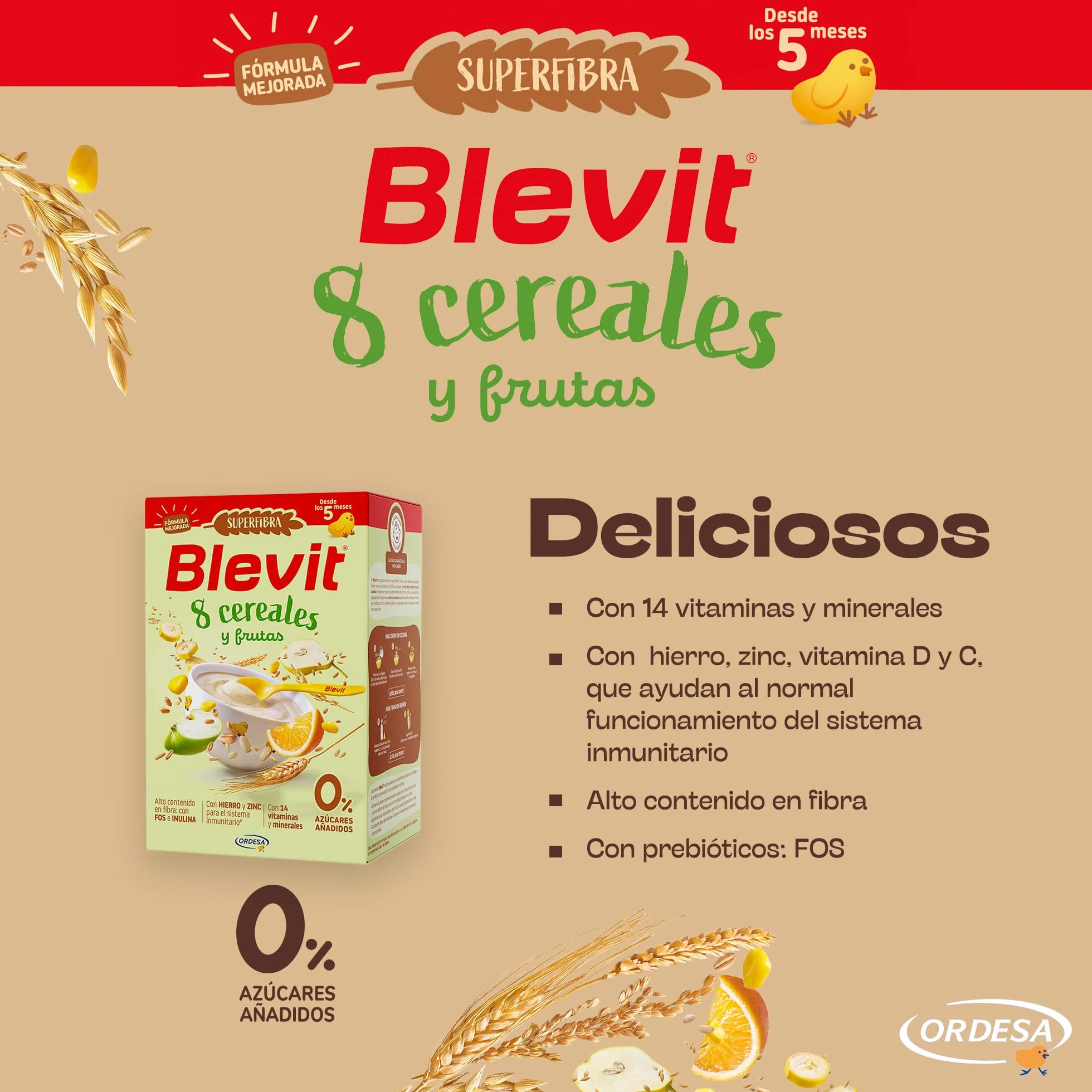 Blevit Superfibra 8 Cereales y Frutas 500g Papilla para Bebé desde 5 meses