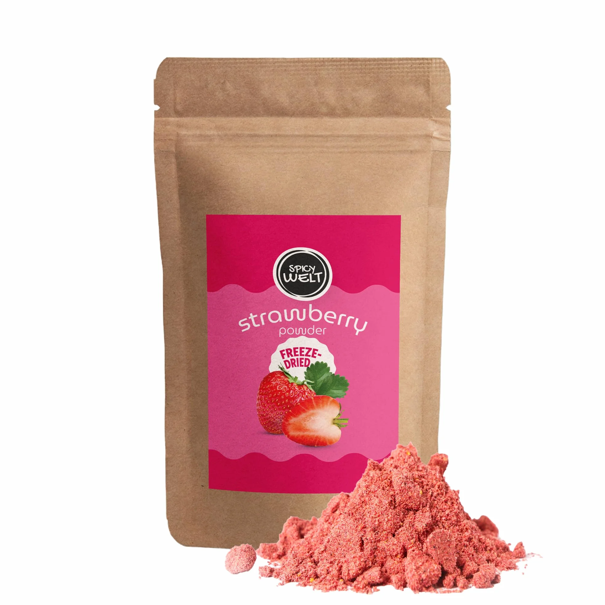 Spicy Welt Polvo de Fresa Liofilizada (100g) – Fresas Molidas Naturales para Batidos y Repostería