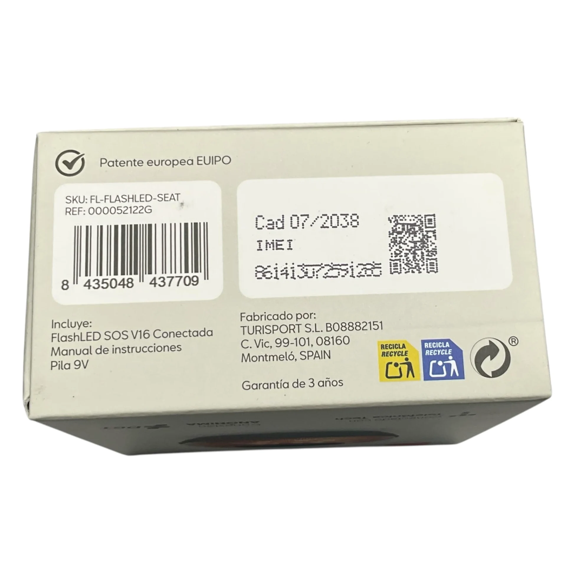 Original SEAT Luz de emergencia Homologada V16 - Conectada a DGT 000052122G