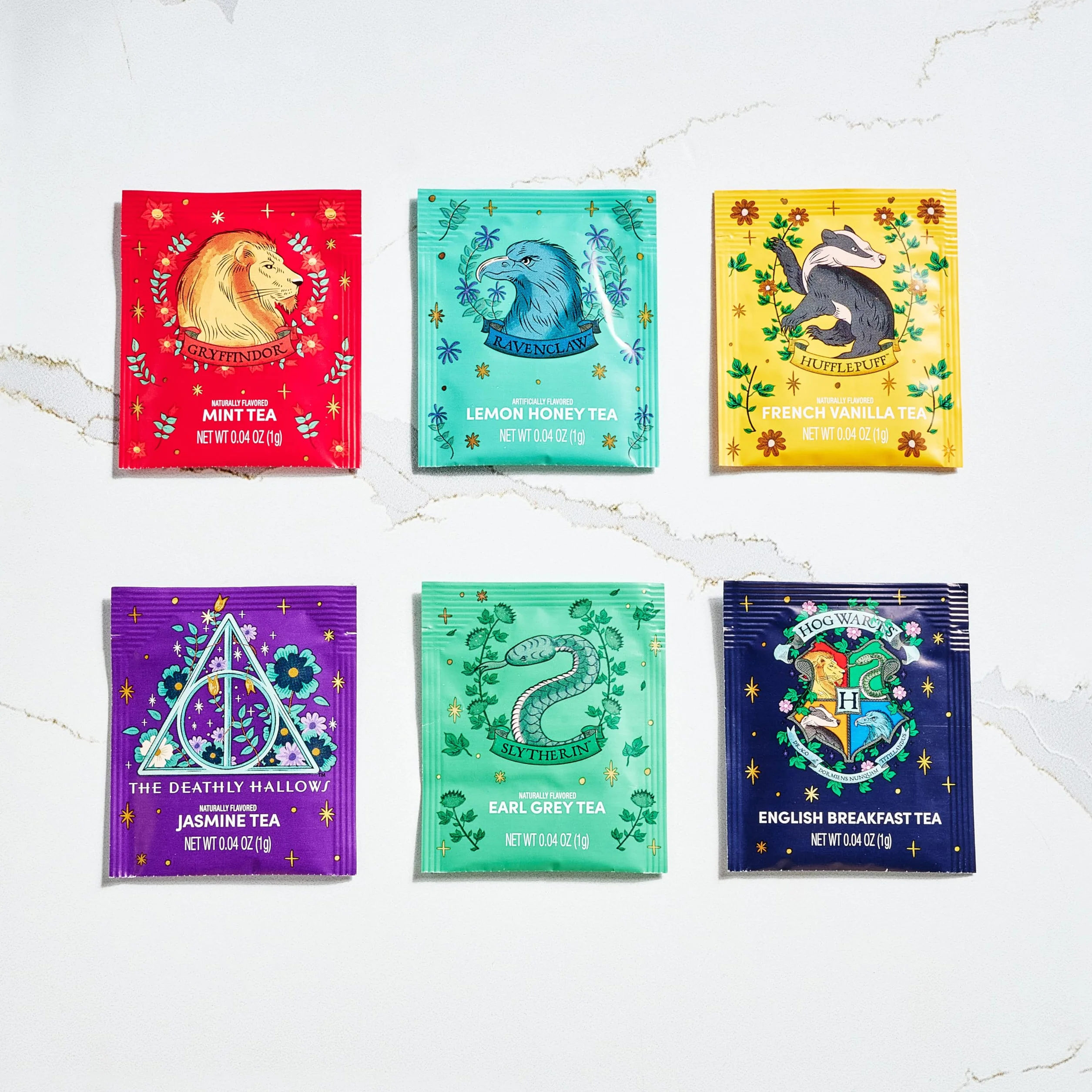HARRY POTTER Set de regalo de té con 48 bolsitas en 6 sabores, varilla para remover