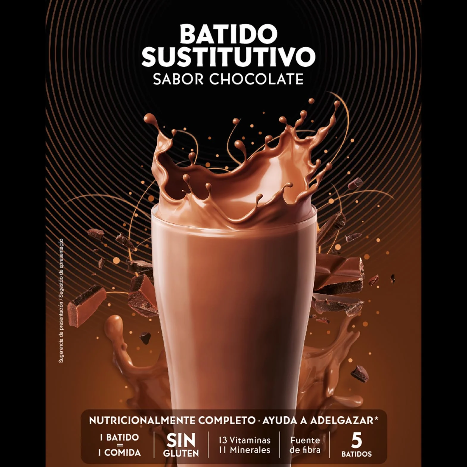 Bicentury Batido sustitutivo con Proteína sabor Chocolate, 16g proteína, nutricionalmente completo, Caja 5 unidades