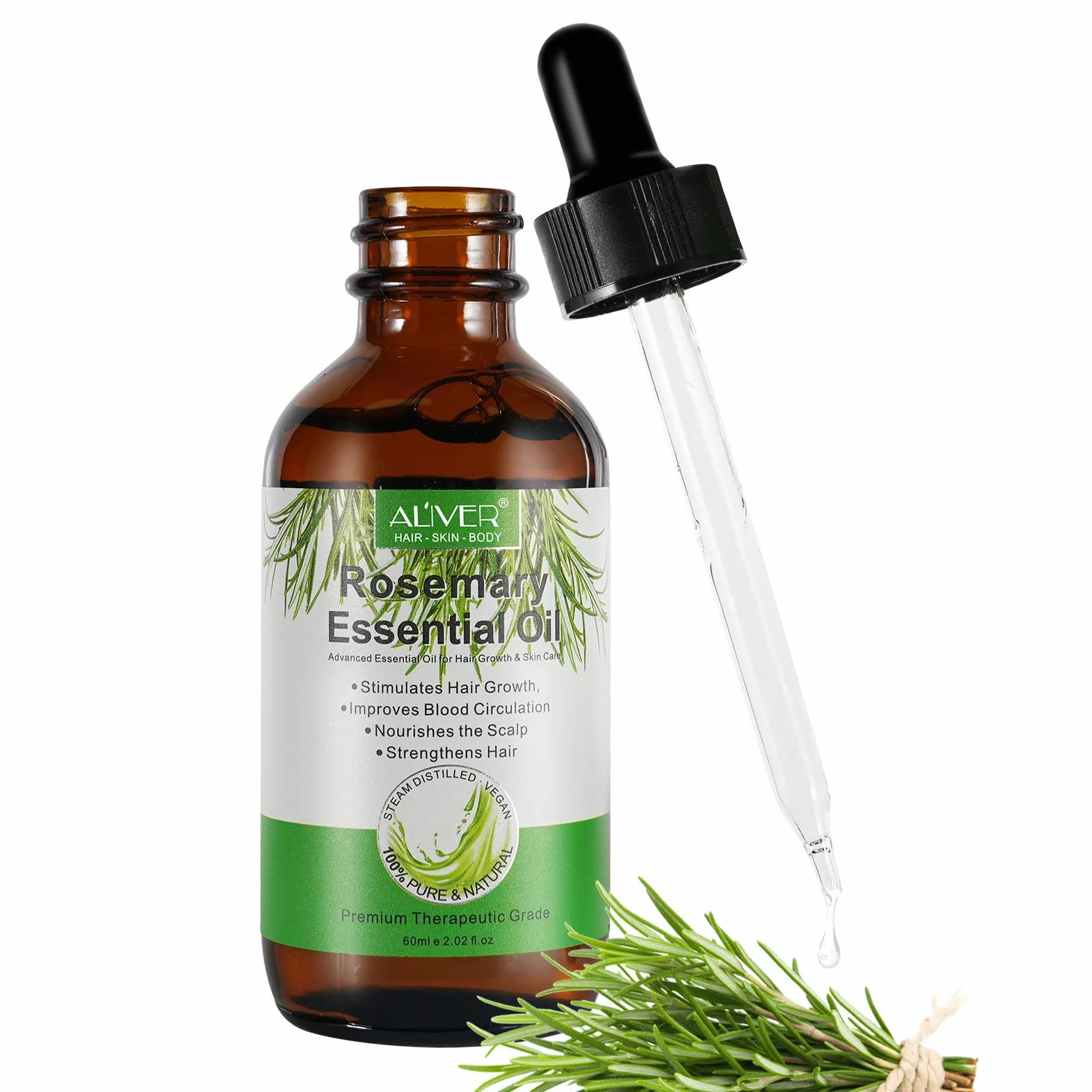 Aceite esencial de romero puro orgánico para el crecimiento del cabello 60ML