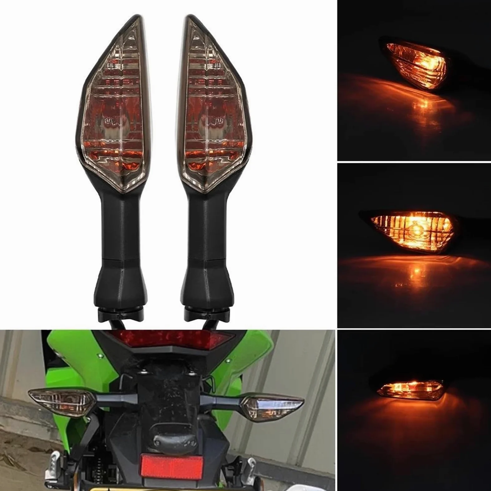 Luces De Señalización Para Motocicletas Para N-ja 250 300 400 650 1000 ZX-6R ZX-10R Z250SL Z1000SX Intermitentes Moto(Clear)
