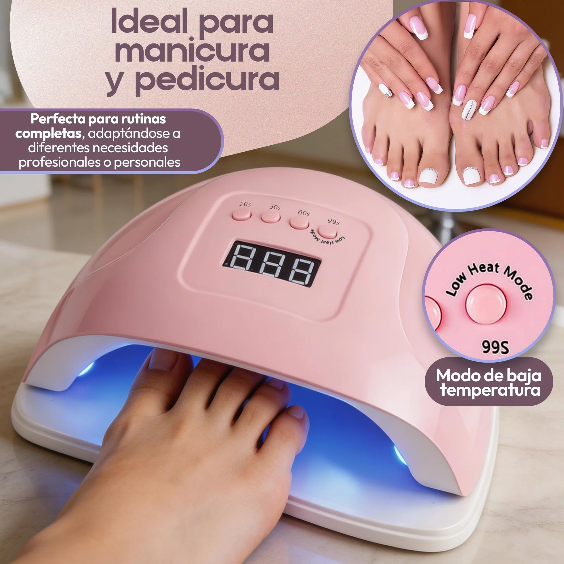 Lámpara Secadora Uñas LED UV 150W con 4 Temporizadores, Secador de Uñas con Sensor Automático