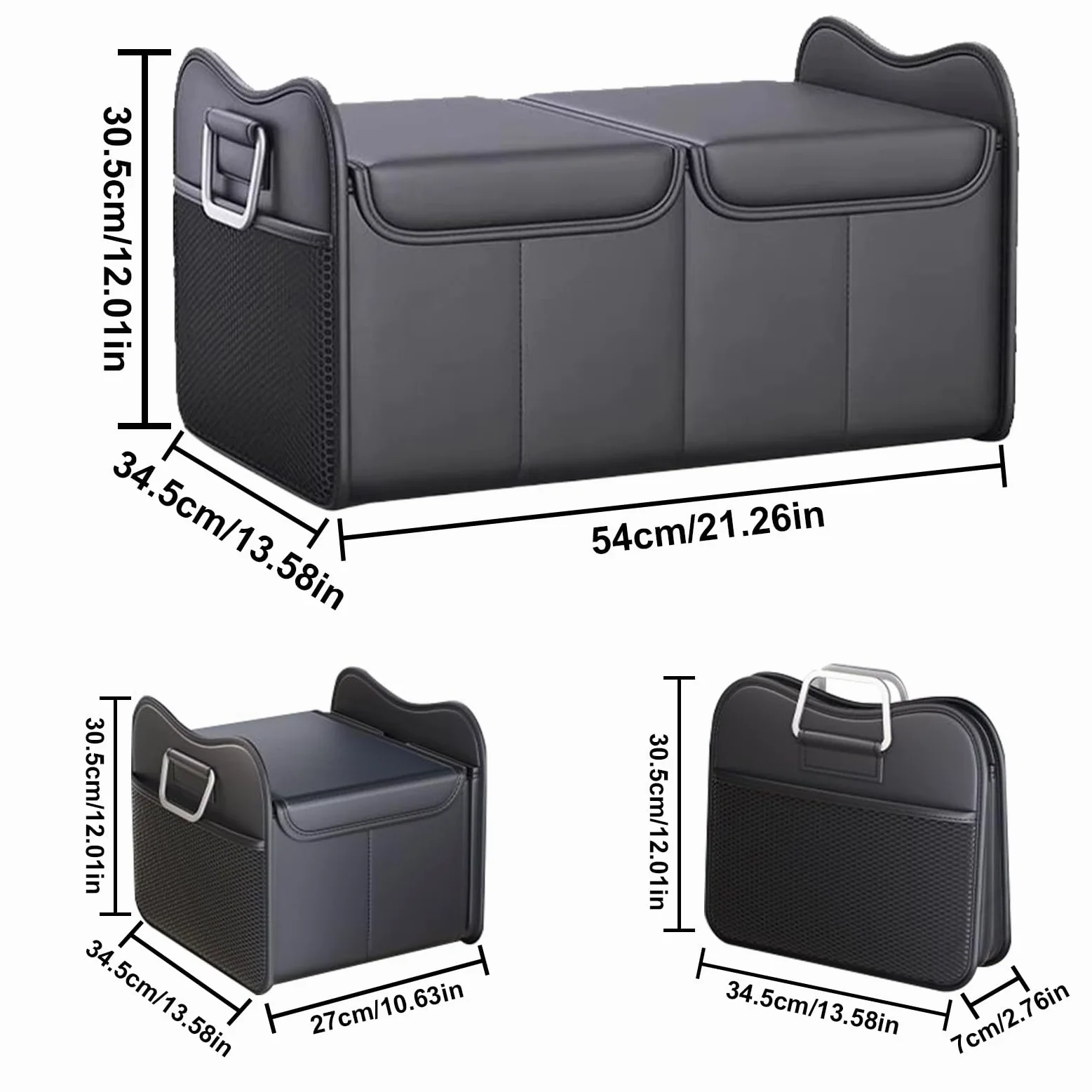 Organizador de maletero para coche, organizador de carga de coche con | , de almacenamiento plegable grande, accesorios de vehículo para asiento trasero, RV, camión, automóvil, SUV, mujer