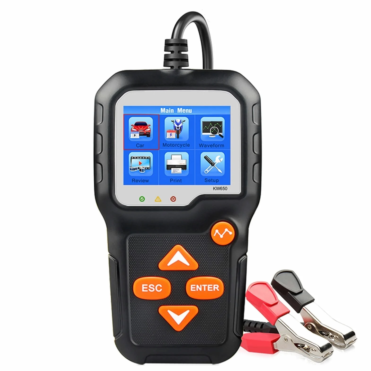 Comprobador de baterias, Kw650 Probador de batería de la motocicleta del coche 1 2V 6V Analizador del sistema de batería 200 0cca Carga de herramientas de prueba de arranque for el coche.