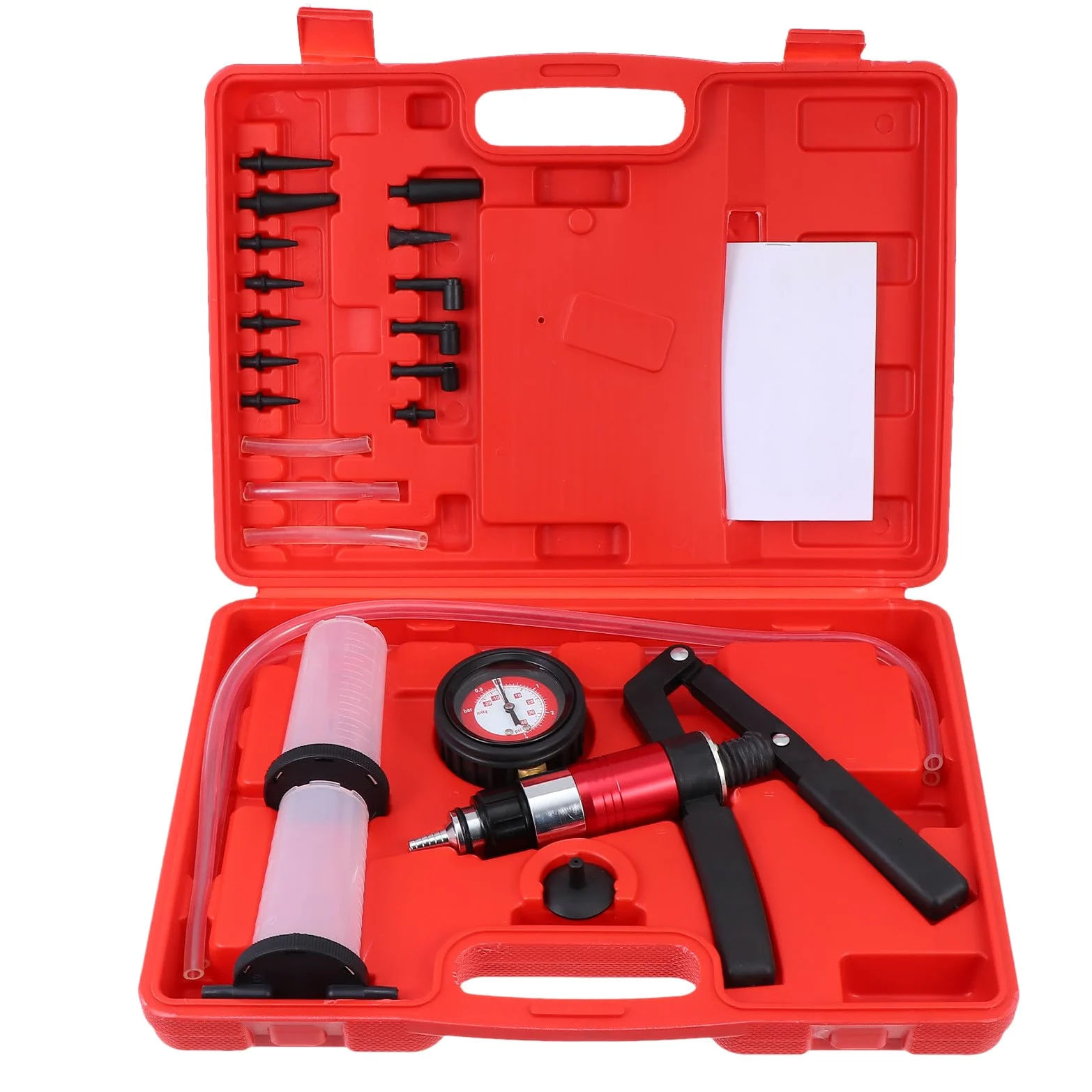 ORFOFE Kit Manual de Purga de Líquido de Frenos y Embrague para Coche, Bomba de Vacío Mangueras Transparentes, Herramienta para Cambio de Aceite de Freno y Dirección Asistida,