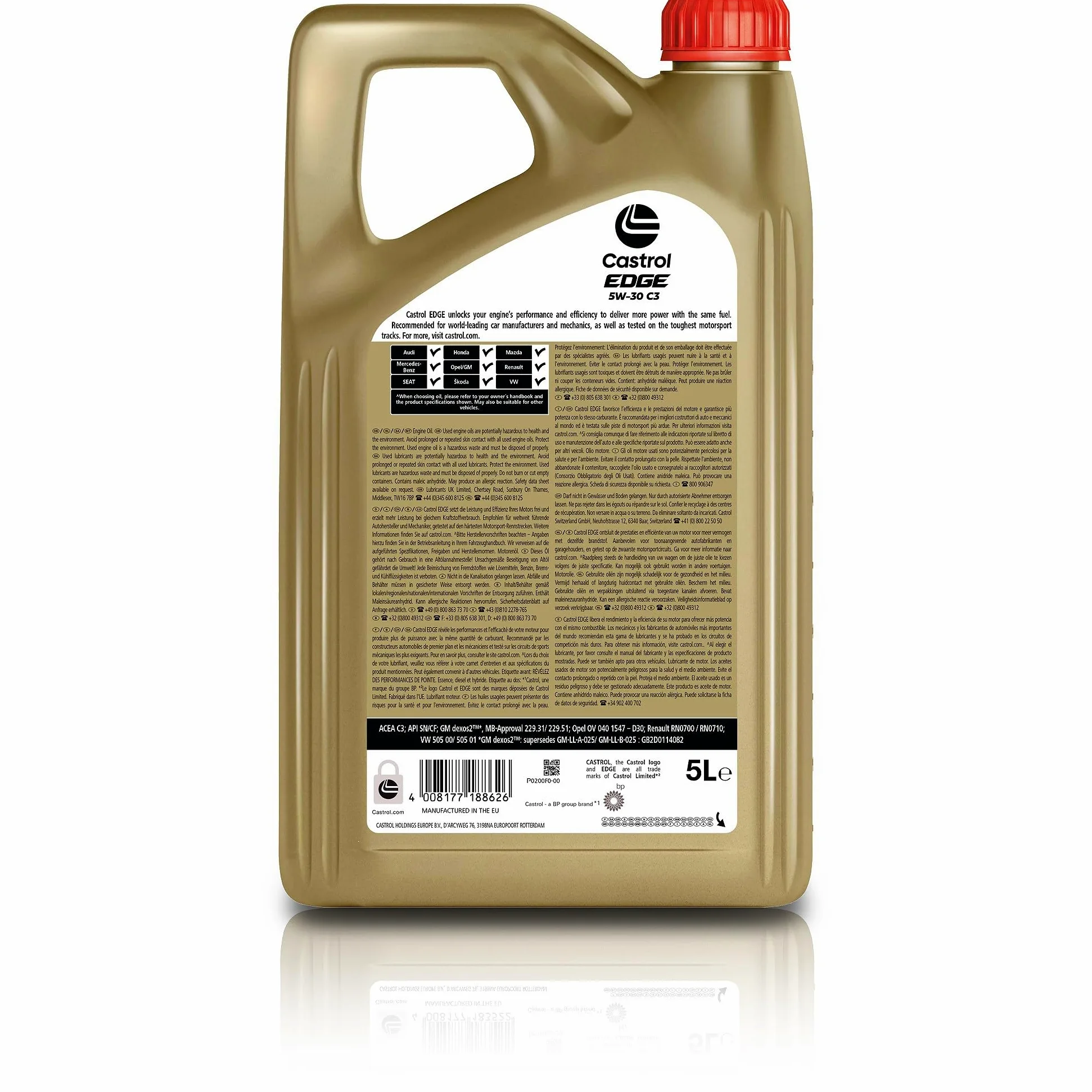 2 x 1 l + 5 l = 7 litros Castrol Edge Titanium fsttm 5 W de 30 C3 Motor de aceite motores de aceite