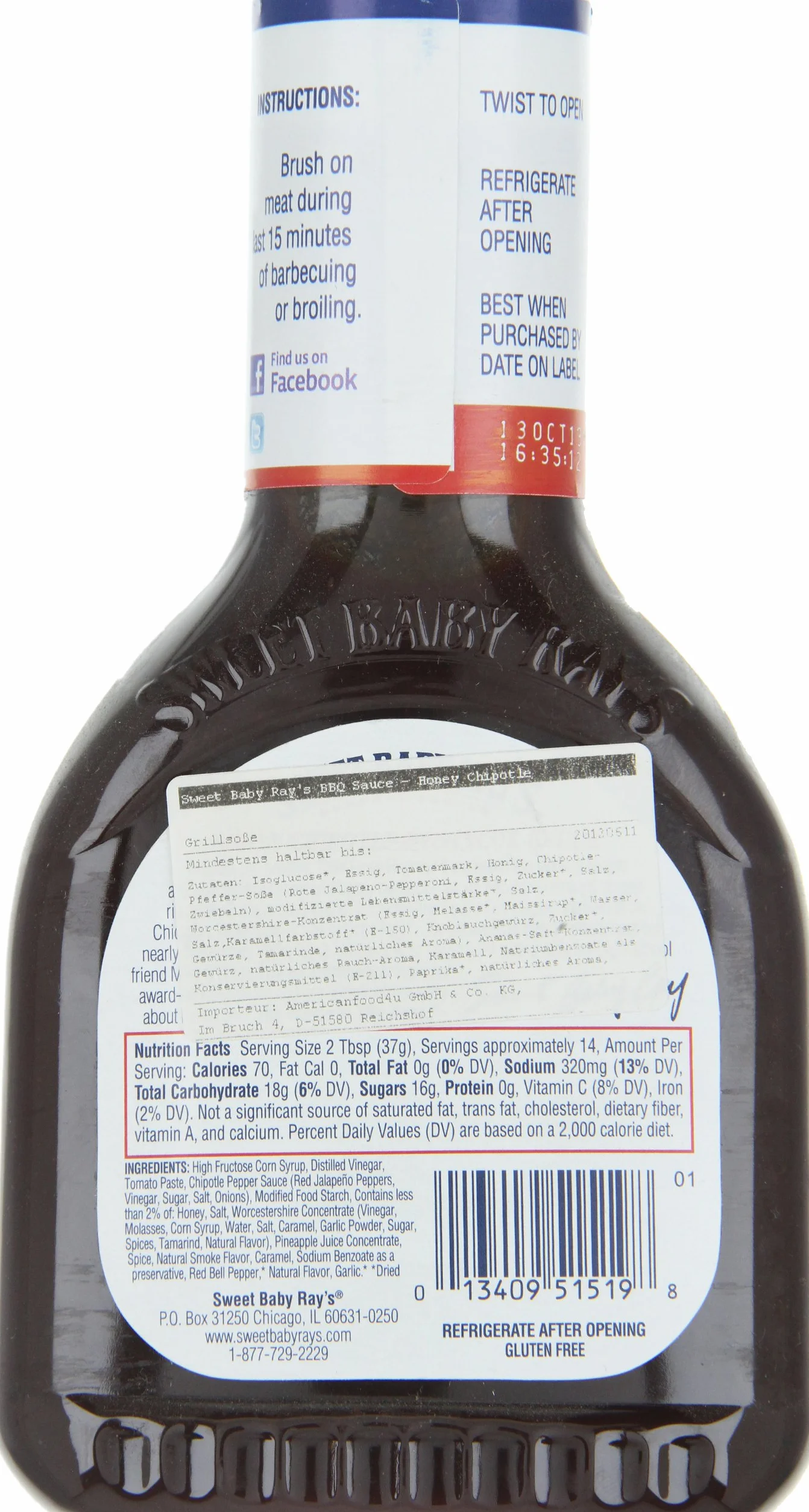 Sweet Baby Ray's Chipotle Miel Barbecue Sauce