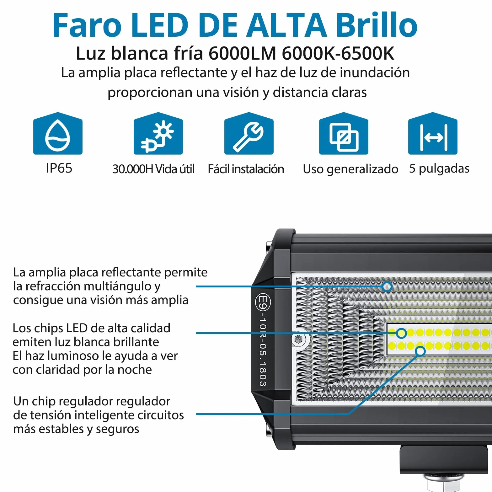 AUTOUTLET 4PCS 72W Focos de Coche Foco de Trabajo LED 12V 24V 6000LM Impermeable IP65 Off-road Homologado para Camiones Pickup Jeep ATV UTV SUV Barco