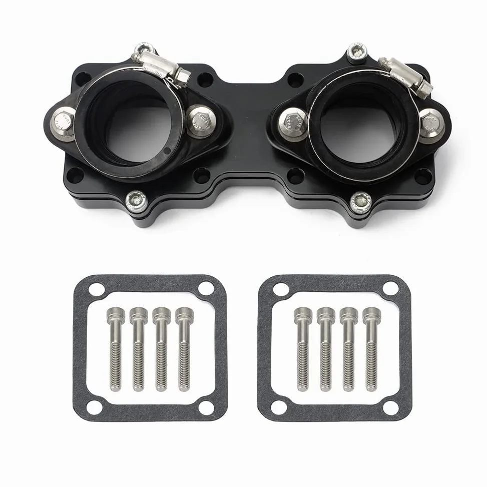 carburador de desbrozadora de gasolina Para Yamaha Banshee 350 YFZ350 Billet para colector de admisión Kit arranque para 33 34 35 36mm ATV para Keihin para Mikuni Reed Valve carburador(Prata)