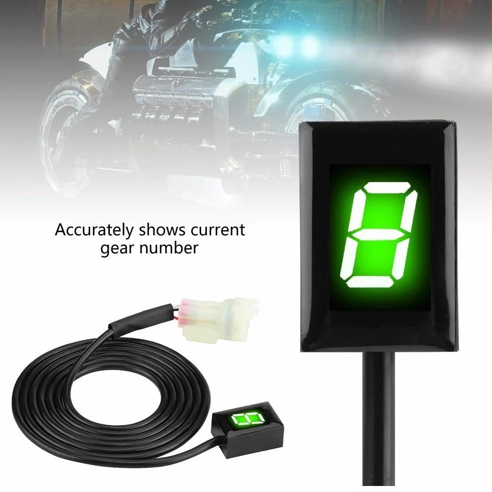 KSTE Indicador Engranaje, Indicador de Engranajes Motocicleta ECU Plug Monte 6, Indicador de Velocidad de Engranajes Digital, la Palanca de Cambios de Pantalla Compatible con Kawasaki