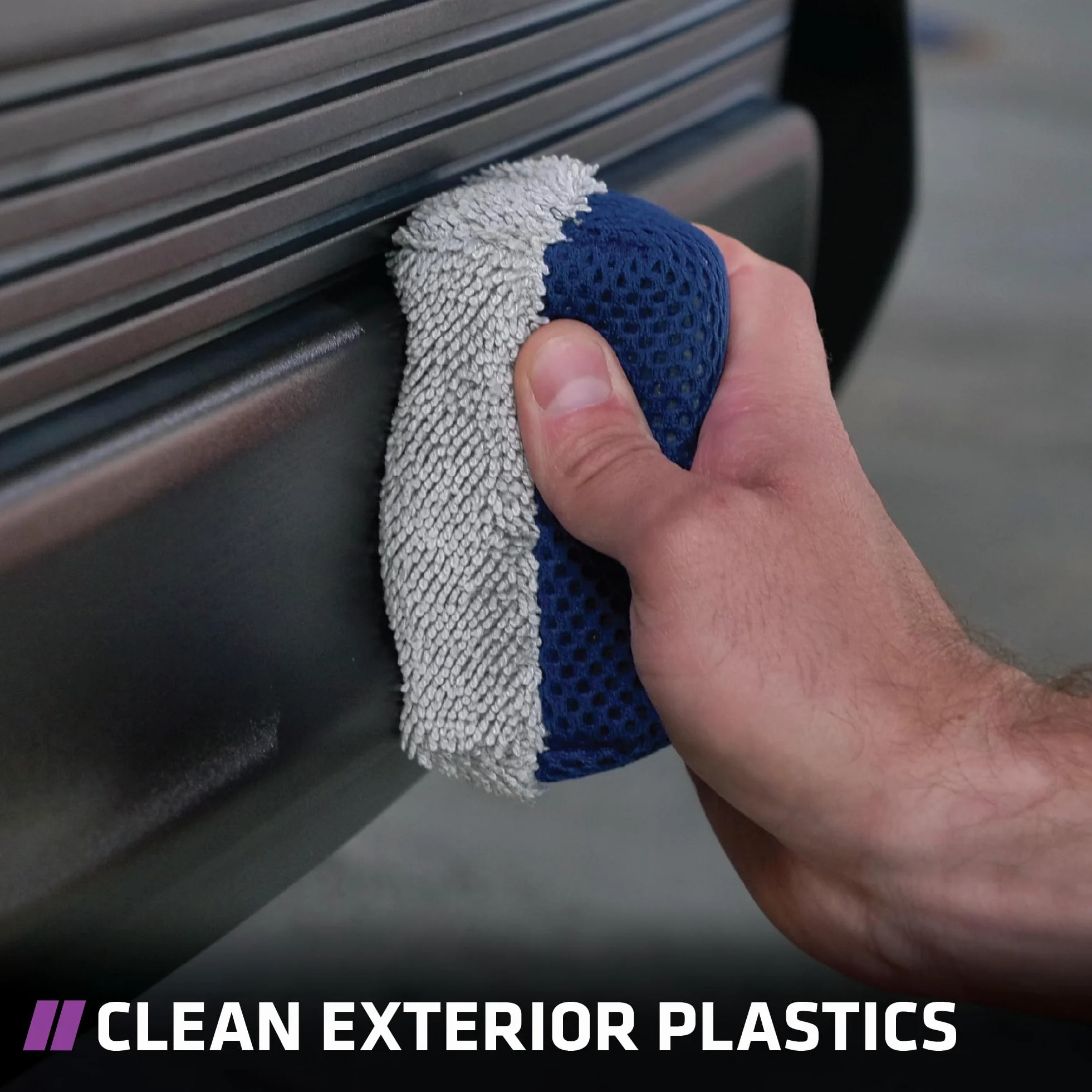 VIKING Esponjas aplicadoras de brillo de neumáticos, malla multiusos y almohadilla aplicadora de microfibra para detalles de coche, azul y gris, paquete de 2