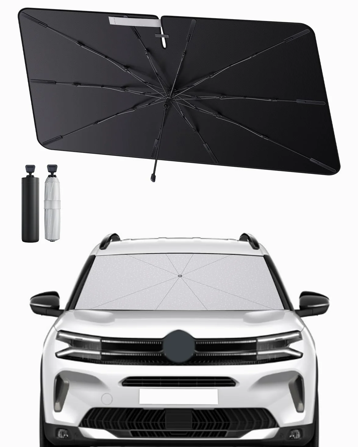 SHAOHAO Conpatible con Citroen C5 Aircross 2018-2025 Parasol Coche Delantero Protector Solar Parasol Paraguas Coche Resiste a los Rayos UV Plegable Citroen C5 Aircross Accesorios