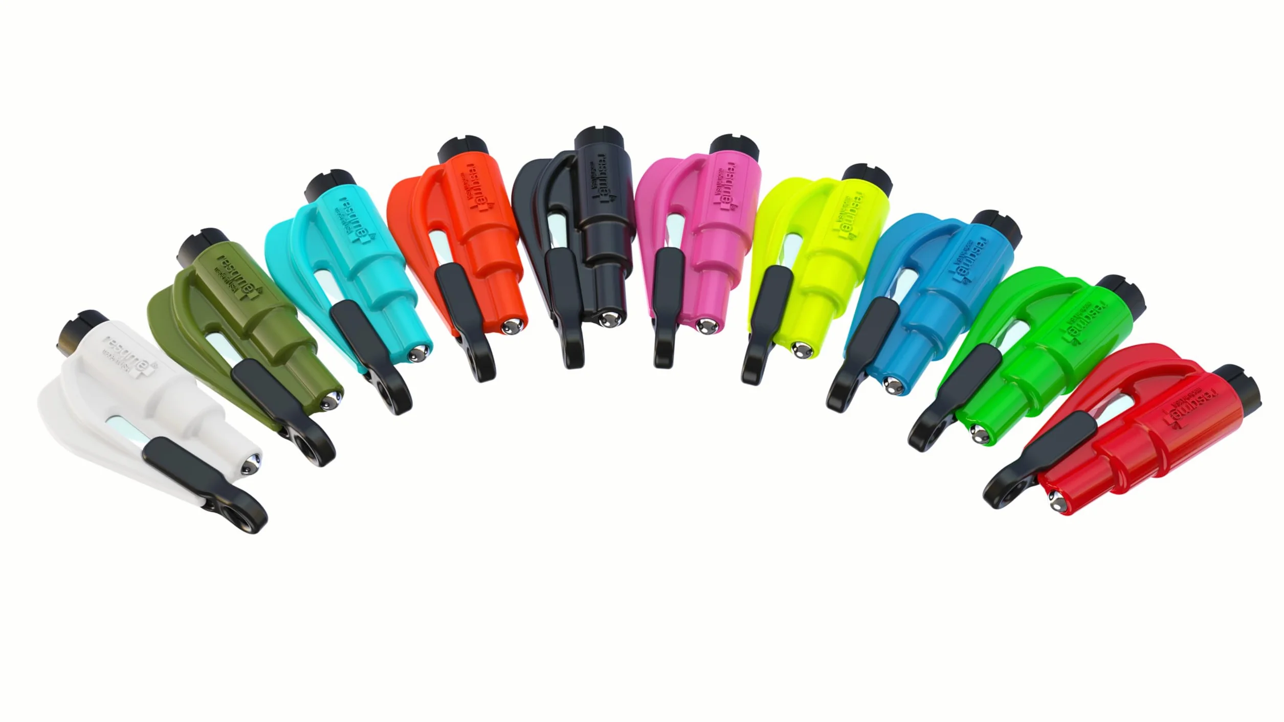 Resqme La Herramienta Original para Llavero De Escape de Emergencia de Automóvil, Cortador de Cinturón 2 en 1 y Rompevidrios, Fabricado en EE. UU., Paquete de 10 Colores
