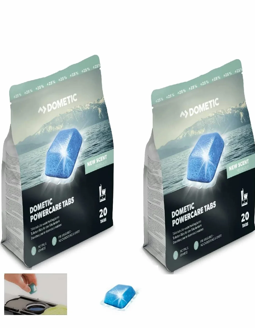 2 x Waeco Dometic Power Care Tabs 20 unidades inodoro adicional Power Care Thetford inodoro)