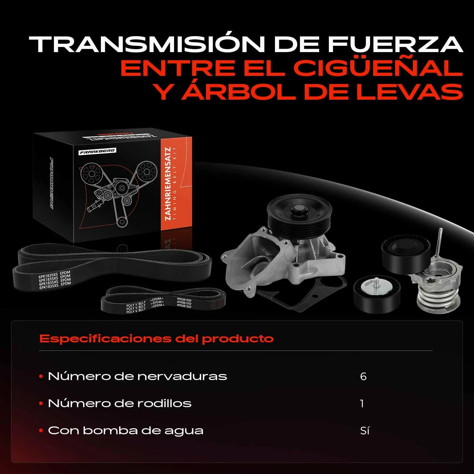 Frankberg Dispositivo tensor de la correa de distribución KP26PK1835XS | Compatible con: Serie 3 Touring E91, Serie 3 E90, Serie 1 E87