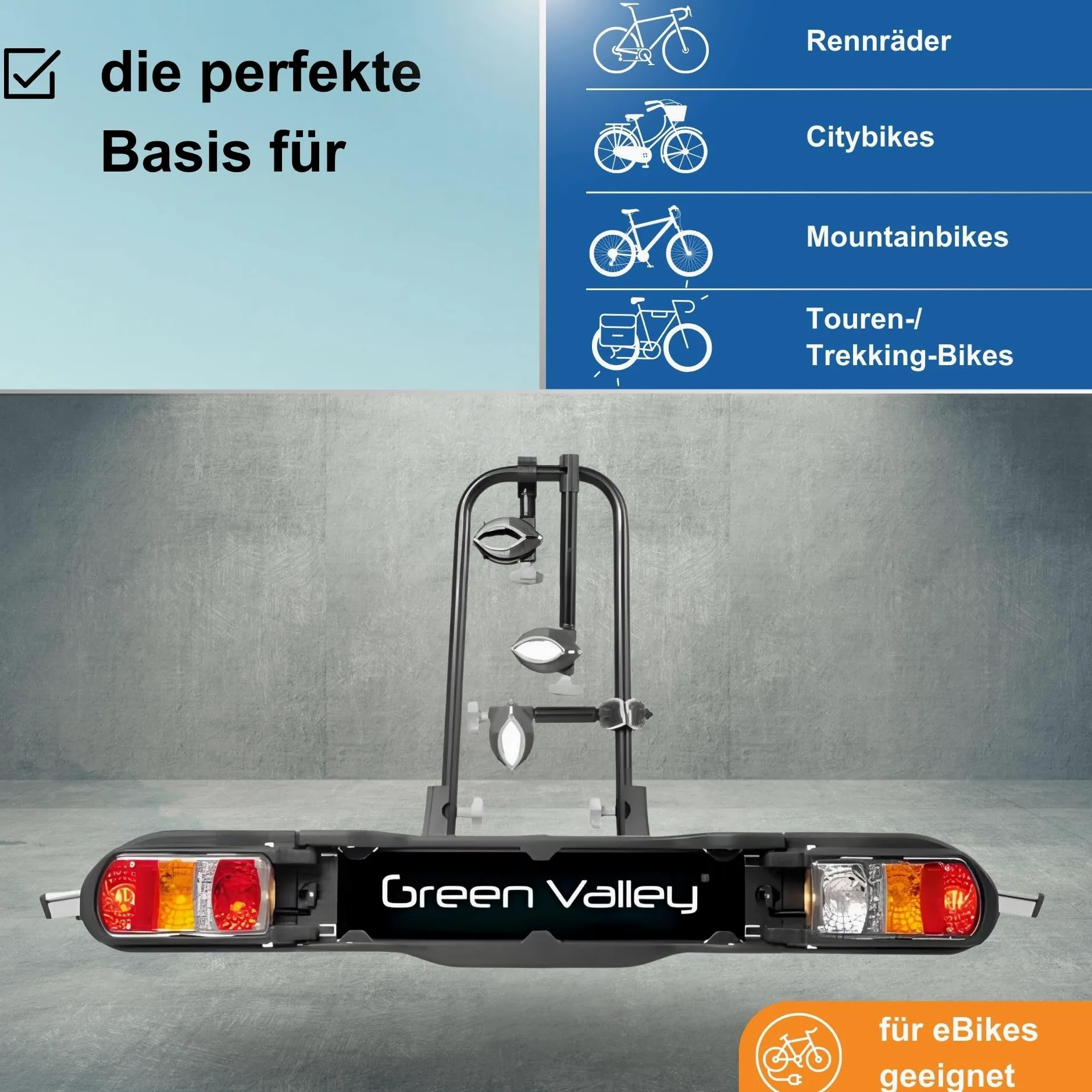 VDP Portabicicletas E-Bike para 2 Bicicletas - Carga de 60 kg - Testado por TÜV