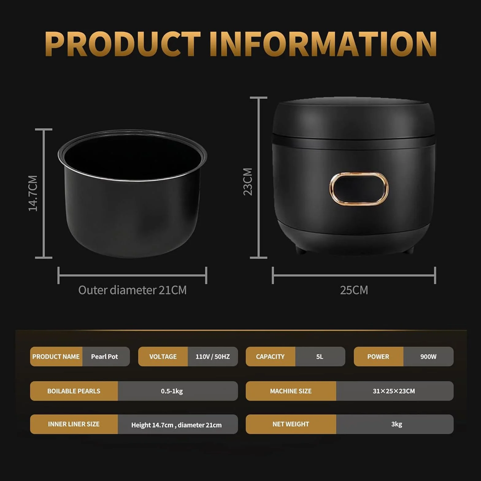 Olla boba comercial 900 W 5 litros automática para almidón de patata perlado control pantalla táctil