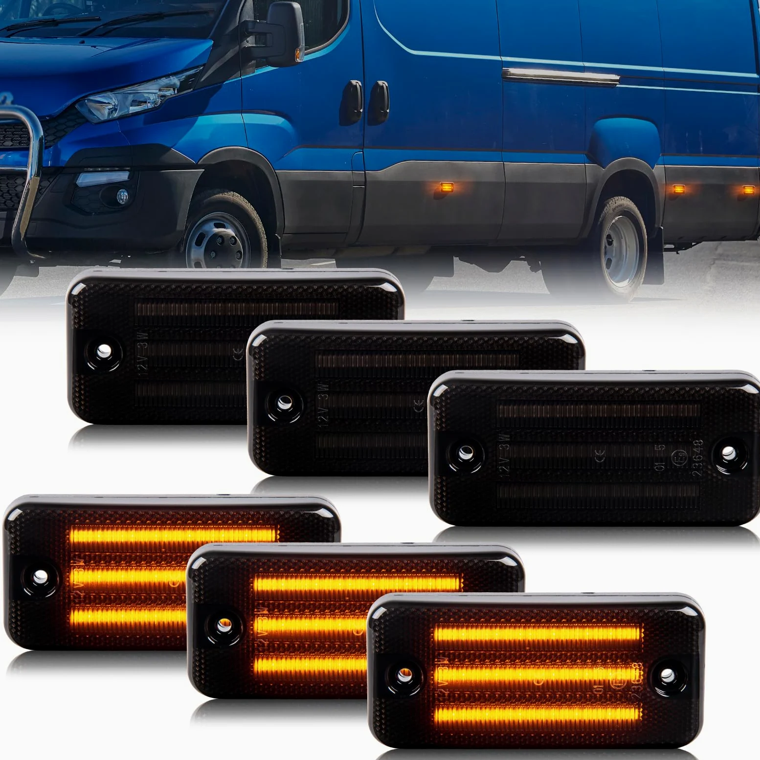 6 Piezas intermitente laterales LED para Fiat Ducato Citroen Relay Peugeot Boxer Trucks Magnum Midliner Midlum Premium 2 VOLVO FE FL II, Luce Intermitente Lateral