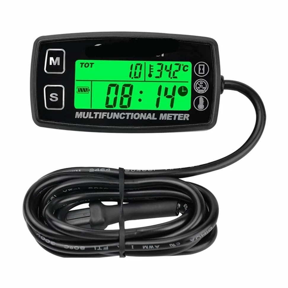 Odómetro Tablero Tacómetro Digital Medidor de Horas Reseteable Termómetro Temperatura Motocicleta Inductivo para Barcos Motor Gas Marina ATV