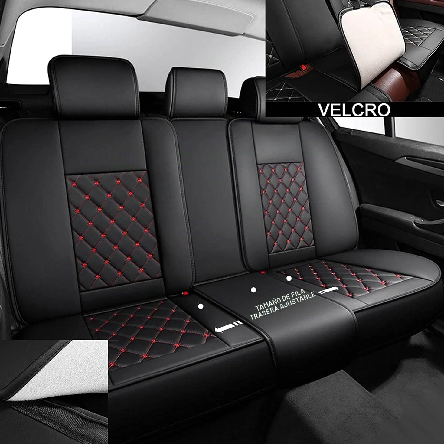 Funda Asiento Coche para Nissan Qashqai 2016-2021, Fundas Asientos Coche Universales, Juego Completo de Fundas de Cuero Impermeables, Funda De Asiento-5 Plazas (Color : C(Red))