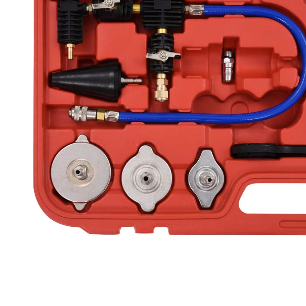Comprobador de presión para sistema de refrigeración y tapa del radiador, 28 piezas, plástico, aleación de aluminio, 0 a 30 psi, para coche, coche, taller, mantenimiento, diagnóstico y