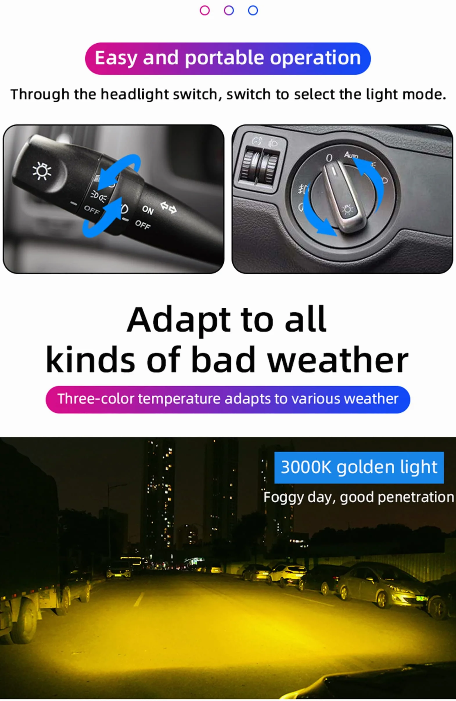 Bombillas LED Para Faros Delanteros, LED 3000K 6000K 4300K Faros Delanteros Para Automóviles 60W 16000Lm Luces LED Para Faros Delanteros Para Automóviles, Paquete De 2,H4