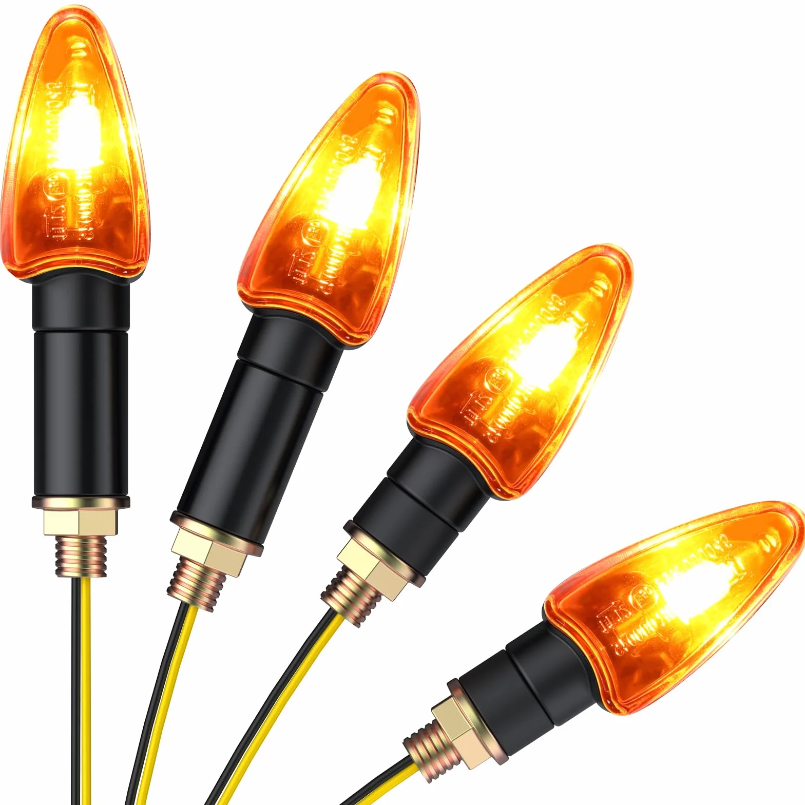 PROZOR 4PCS Intermitentes Moto Universal Homologadas ECE R50 Luces de Señal de Giro Impermeable IP65 Bombilla de Alta Potencia10W Indicador de Señal de Giro Ámbar para M10 Motocicleta Moto 12V