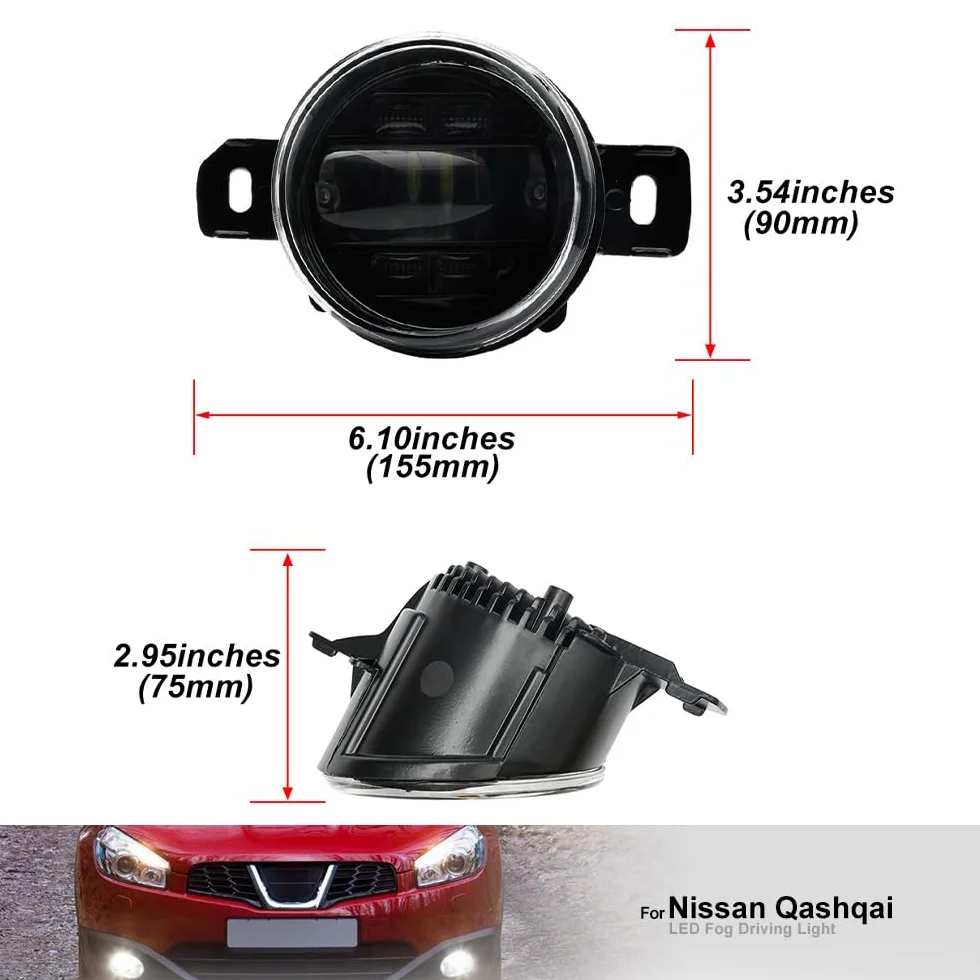 LED Lámpara antiniebla DRL Luz de circulación diurna para Ni.ssan Qashqai J10 Juke X-Trail Micra Reflectores de luz antiniebla del parachoques delantero Luces de señal de giro DLR 2x
