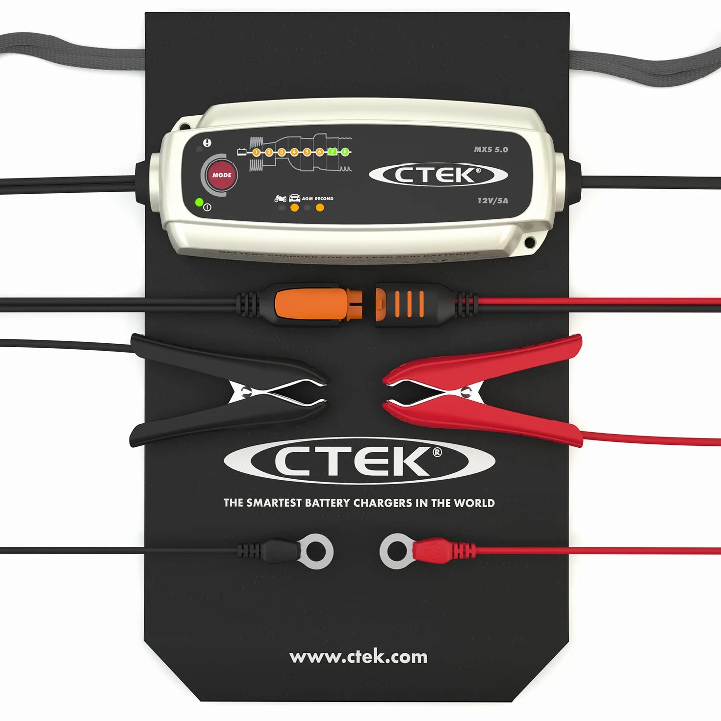 CTEK MXS 5.0, Cargador Batería 12V 5A con Compensación De Temperatura Incorporada, Cargador De Batería De Coche Y Moto, Cargador Inteligente Baterias, Mantenedor De Batería con Opción De AGM Dedicada