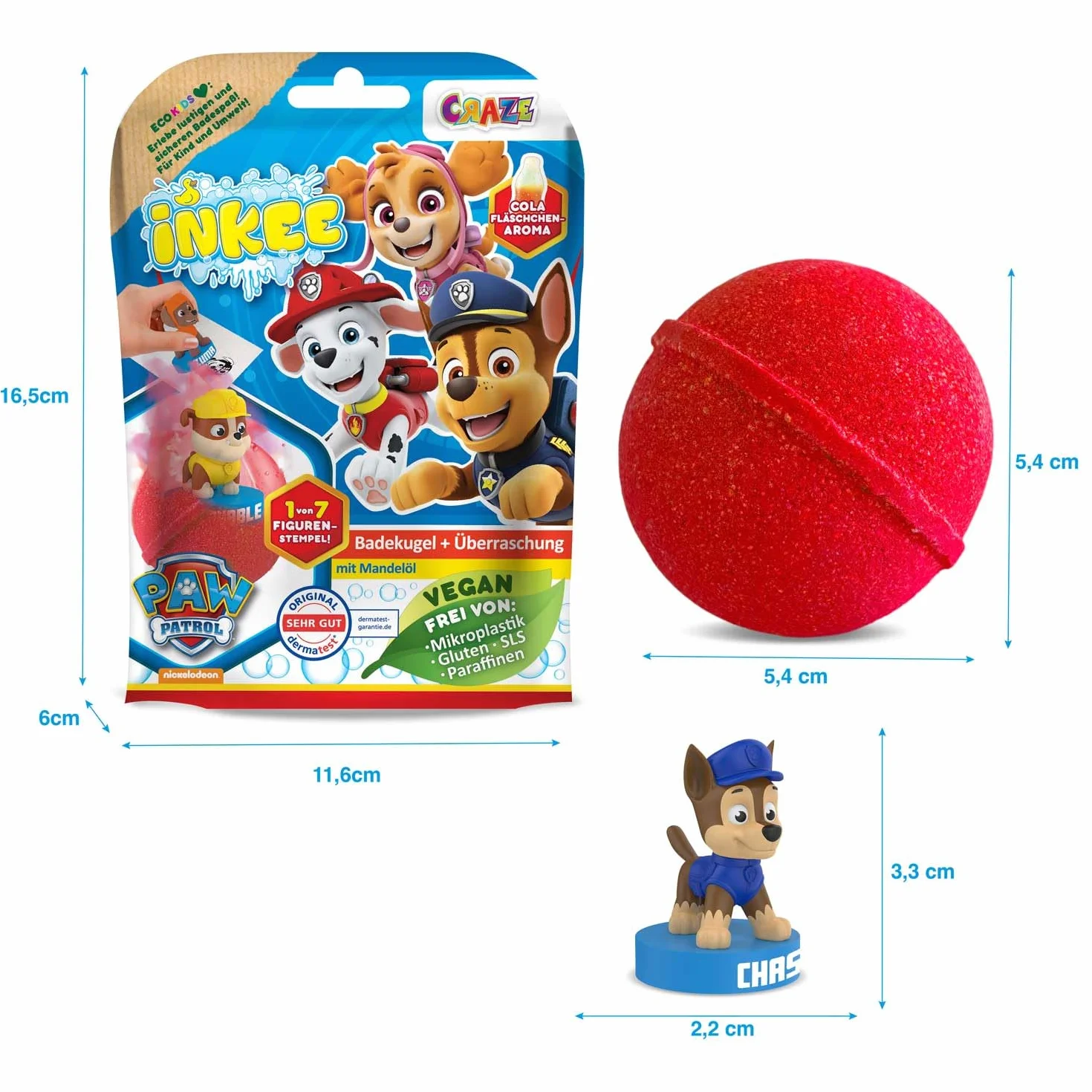 Paw Patrol Bombas de Baño Infantiles con Regalo Sorpresa Figurita Patrulla Canina Naranja Azul