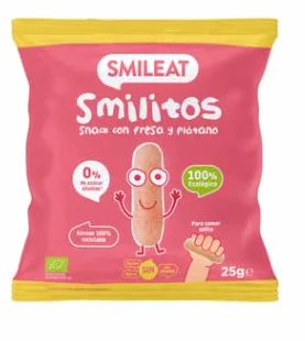 SMILEAT Smilitos Snack infantil fresa plátano ecológico 25 g