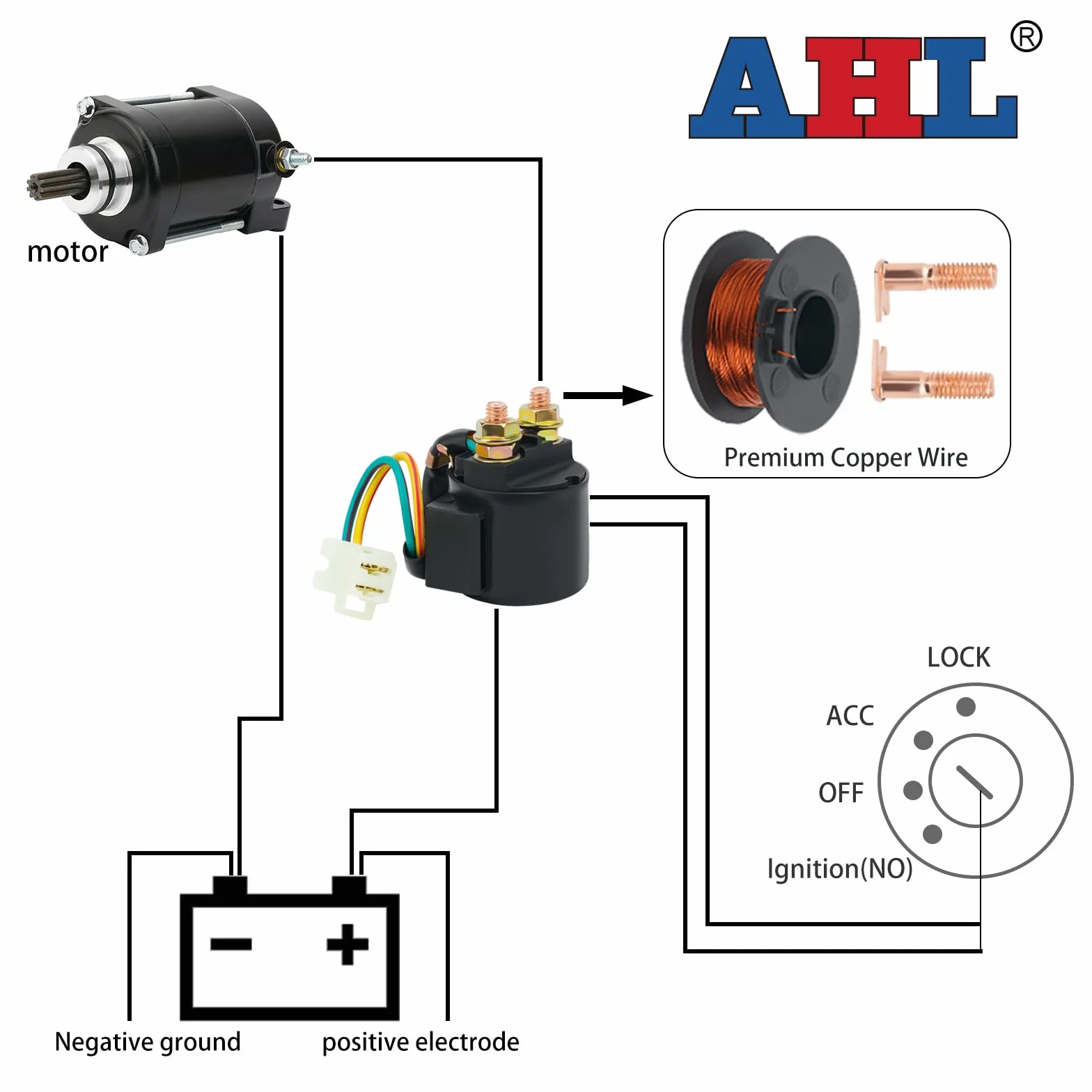 AHL- Motocicleta Solenoide Relé De Arranque para HYOSUNG MS1-125 MS1 125 MS3-250 MS3 250 RT125 RT125D