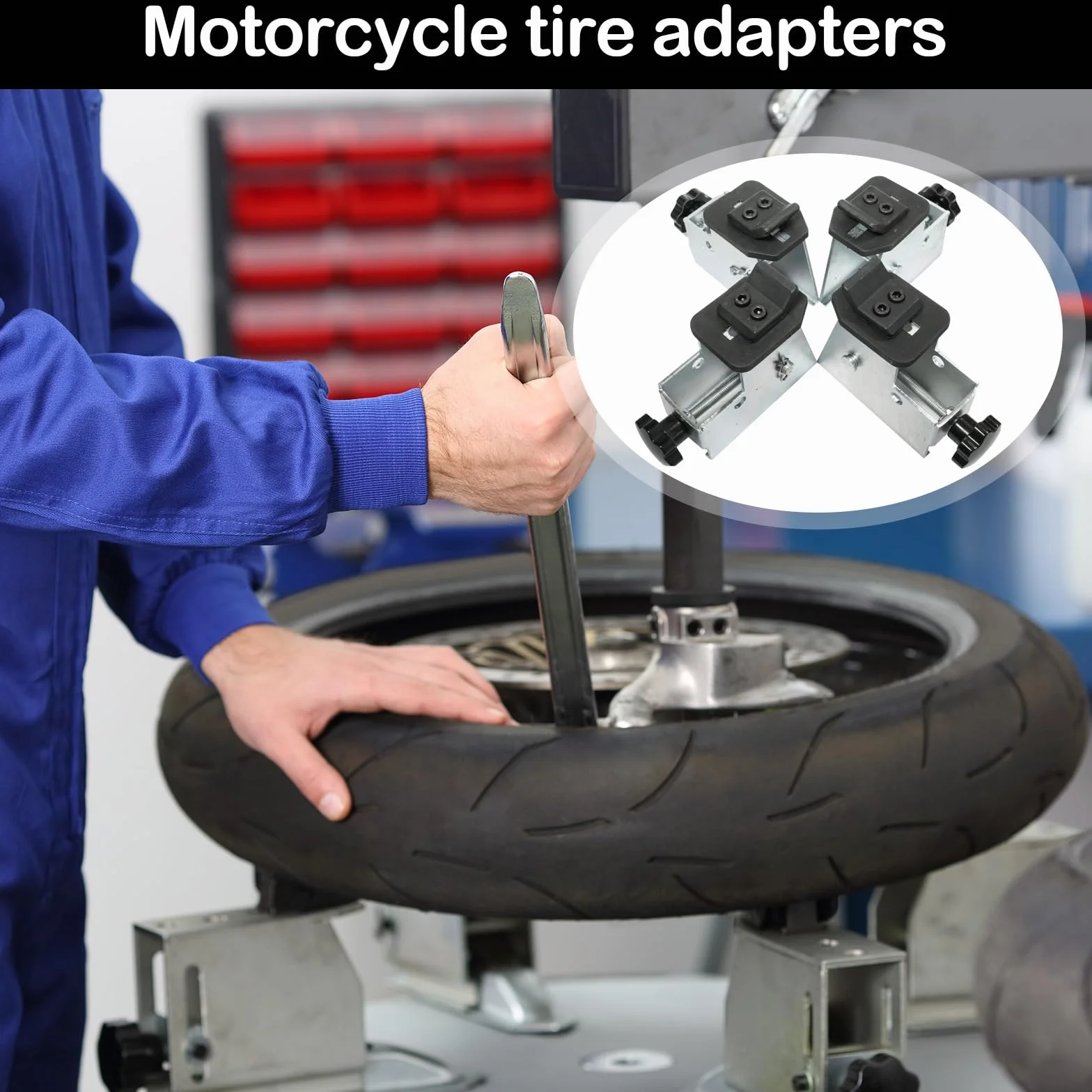 Adaptador De Motocicleta para Cambiadores De Neumáticos 4pcs Mordaza Estándar 49mm Acero Superficie Niquelada