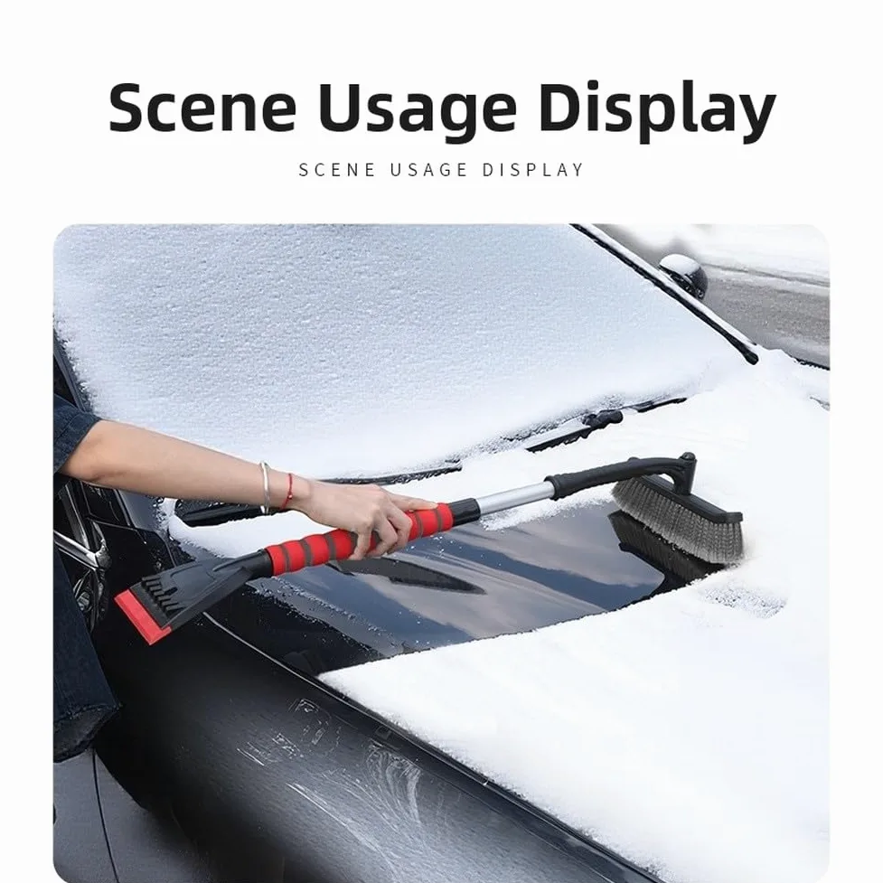 Rascador de nieve para coche con mango de aluminio extensible y cabeza desmontable, 100 cm, telescópica para quitar hielo, cepillo EVA ABS para limpiar las heladas