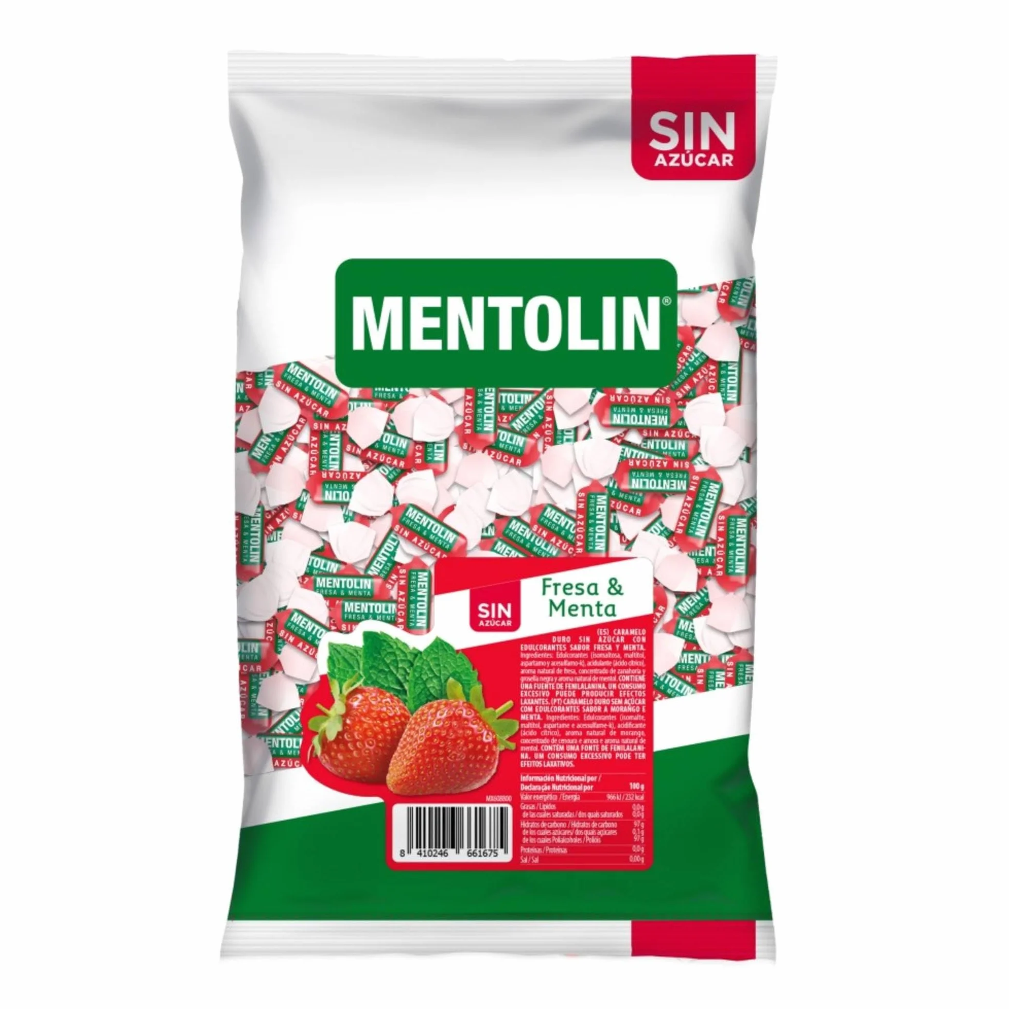 Mentolín Caramelo duro sin azúcares Fresa & Menta 1 kg