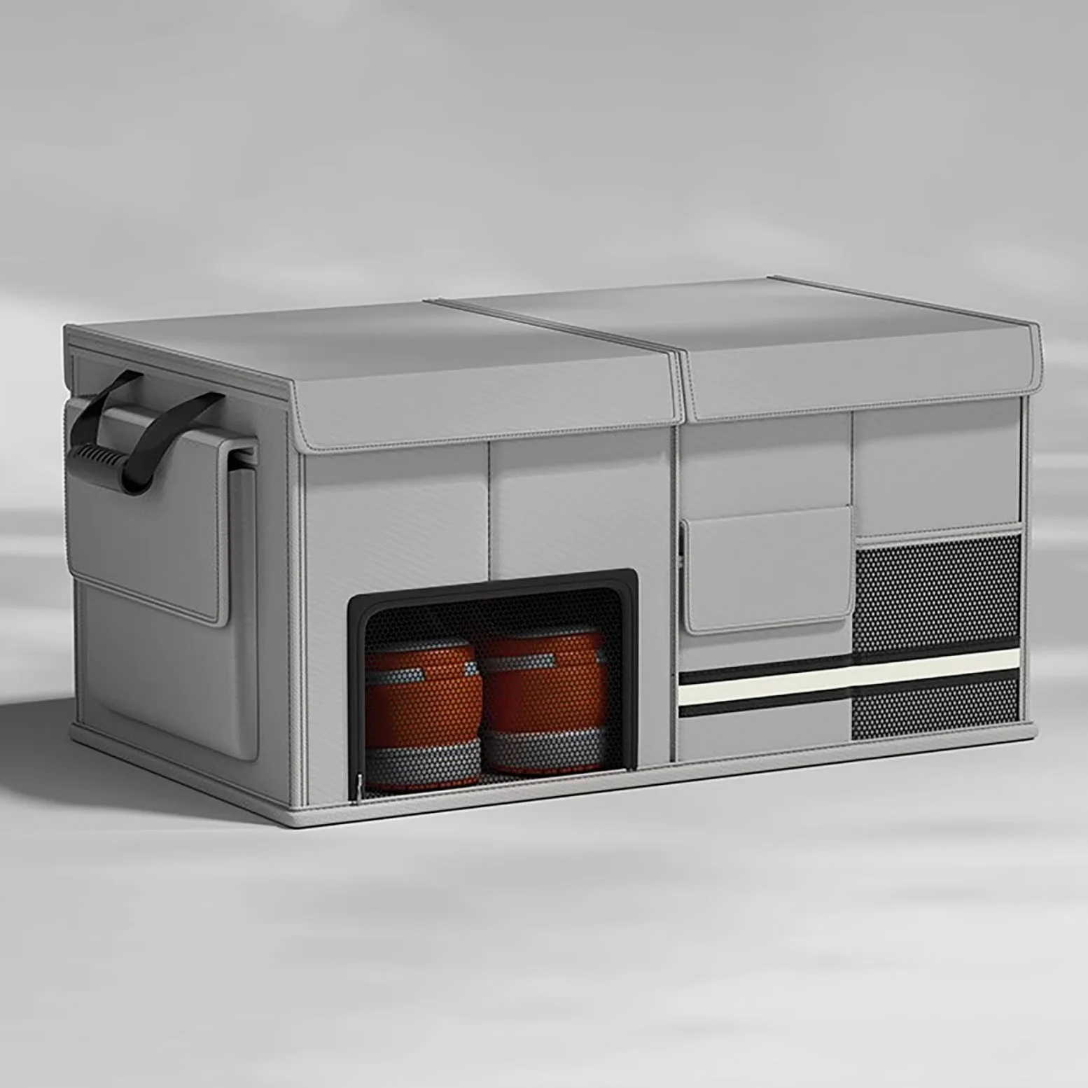 Organizador de maletero plegable con bolsa de carga impermeable, asas reforzadas para un almacenamiento eficiente, ideal para viajes y uso utilitario