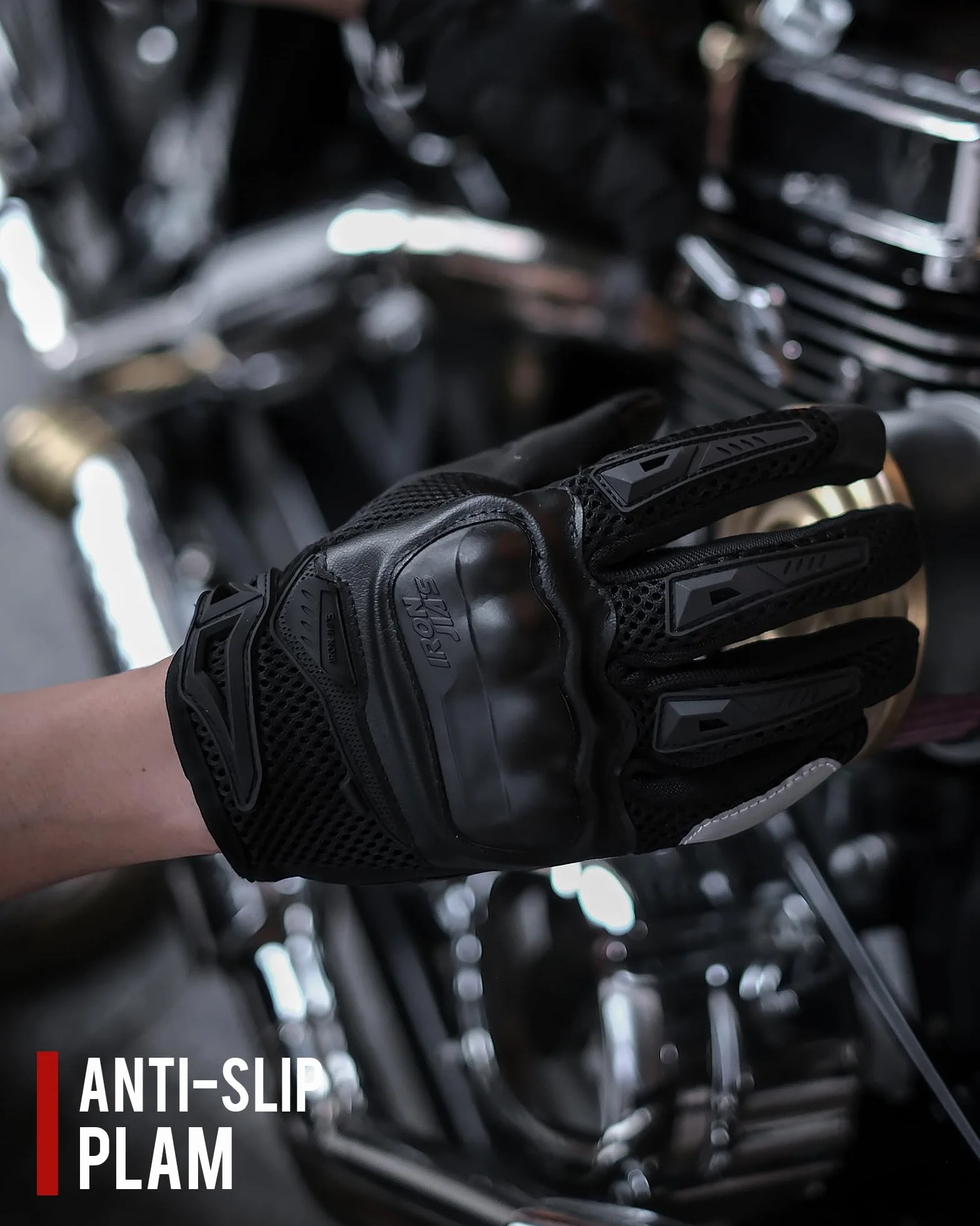 IRON JIA'S Guantes Moto para Hombre Verano, Pantalla táctil Transpirables y cómodos, Guantes de Moto de Verano, Adecuados para Montar en Moto, Scooter, Carreras Todoterreno Negro-XL