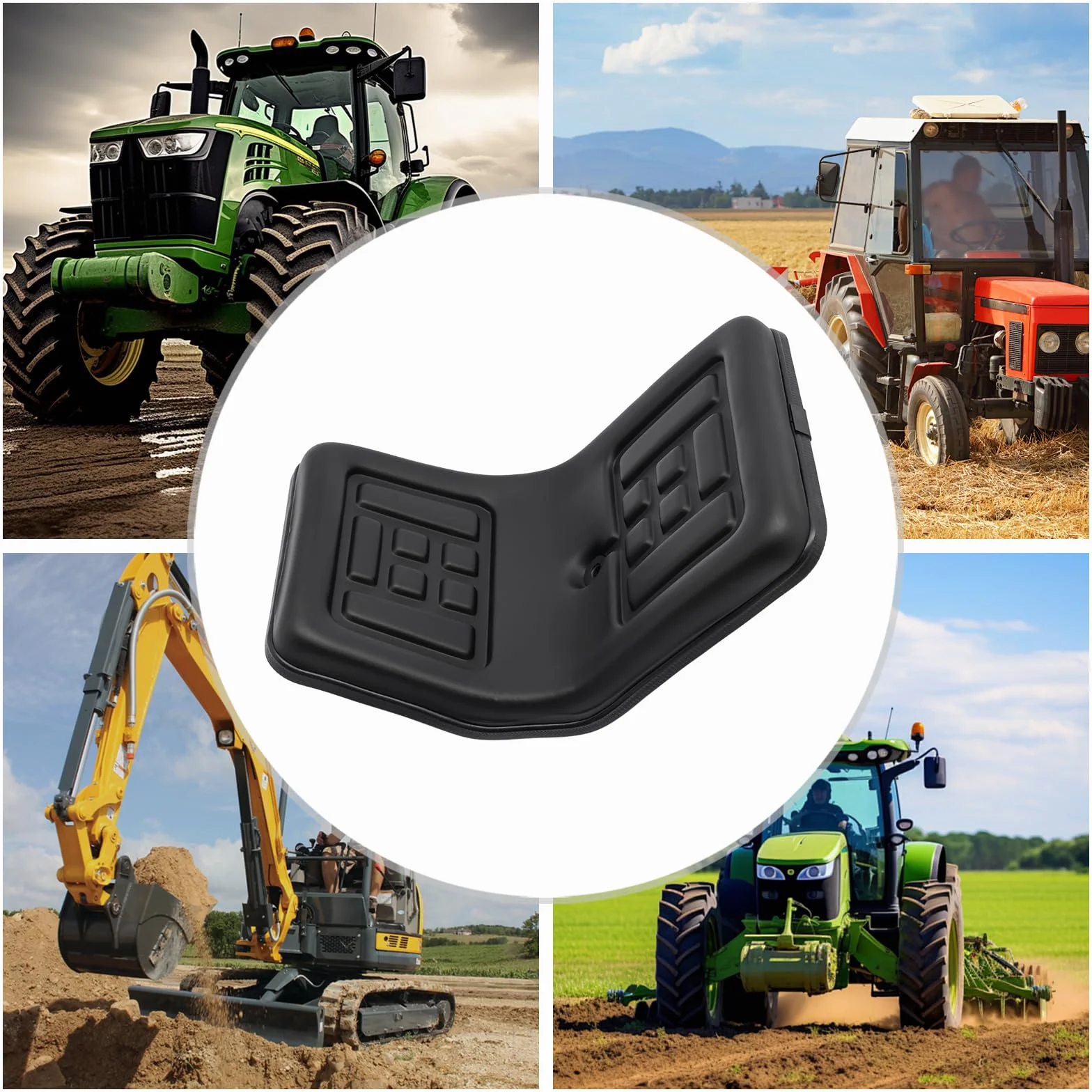 Universal Asiento Tractor Pequeño, Asiento Agrícola Compacto | PVC, espuma de alta densidad, ajuste de 15 cm, 100 kg, agujeros pretaladrados, universal, para tractor y microtractor