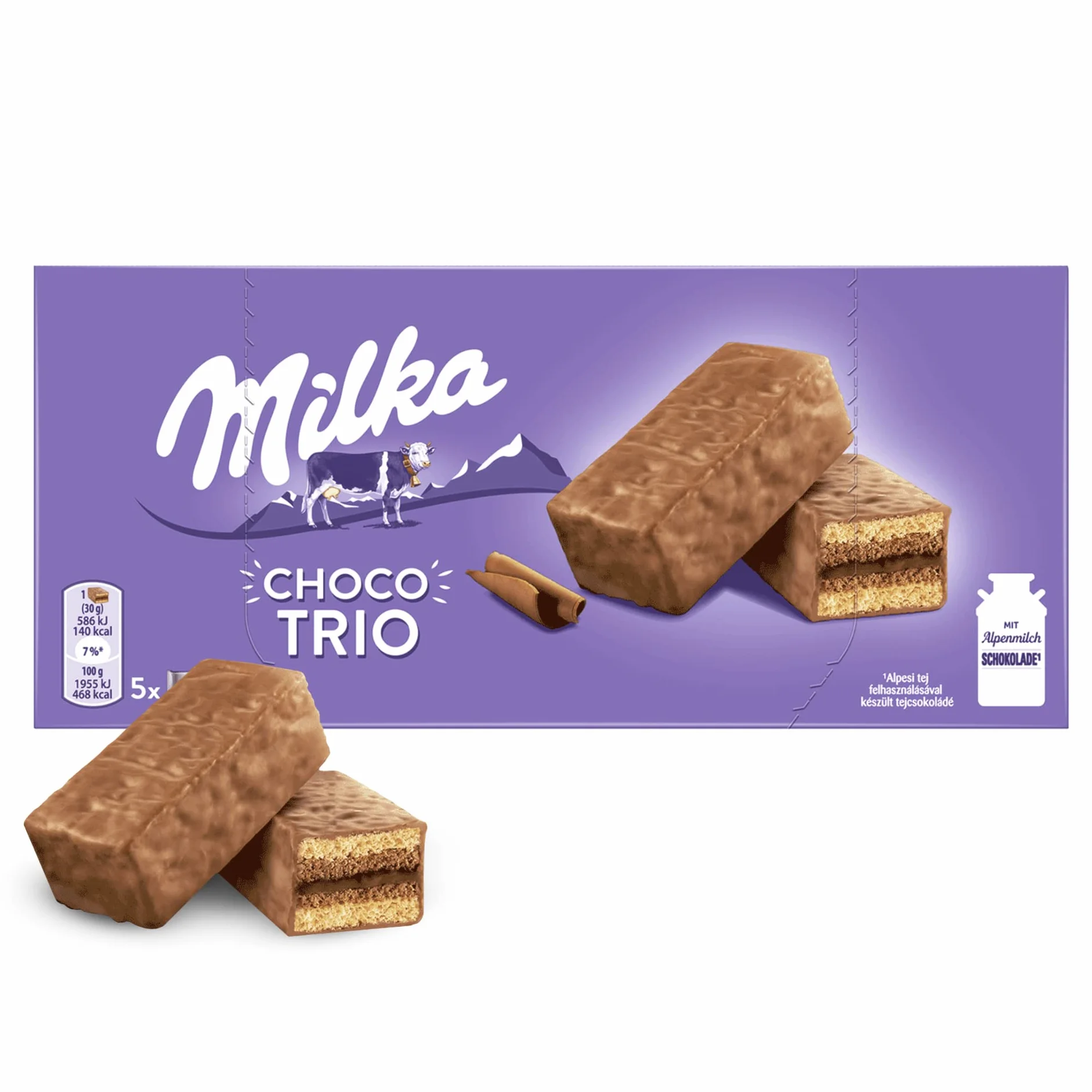 Milka Choco Trio Bizcocho de Cacao Cubierto con Chocolate con Leche 150 g