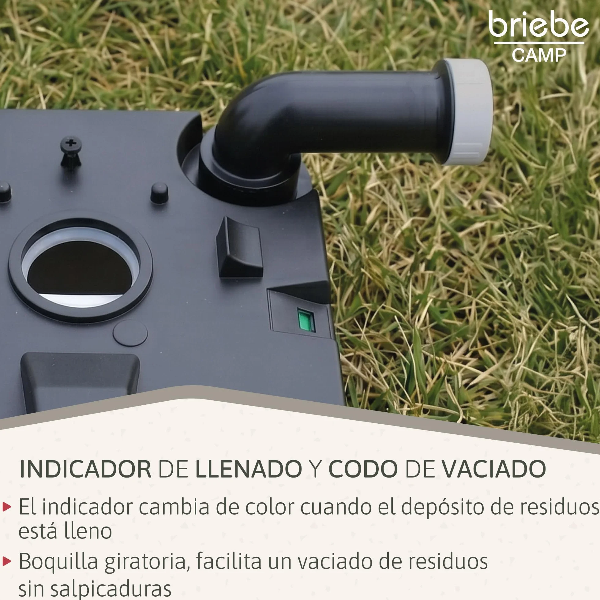 briebe Camp WC Inodoro Portátil Químico con Ruedas Adultos Potty 24L Camping, Camper, Auto Caravana, Water con Cisterna Descarga Agua 20L, Válvula Drenaje sin Fugas, Fácil Limpiar y Vaciar WC1196G