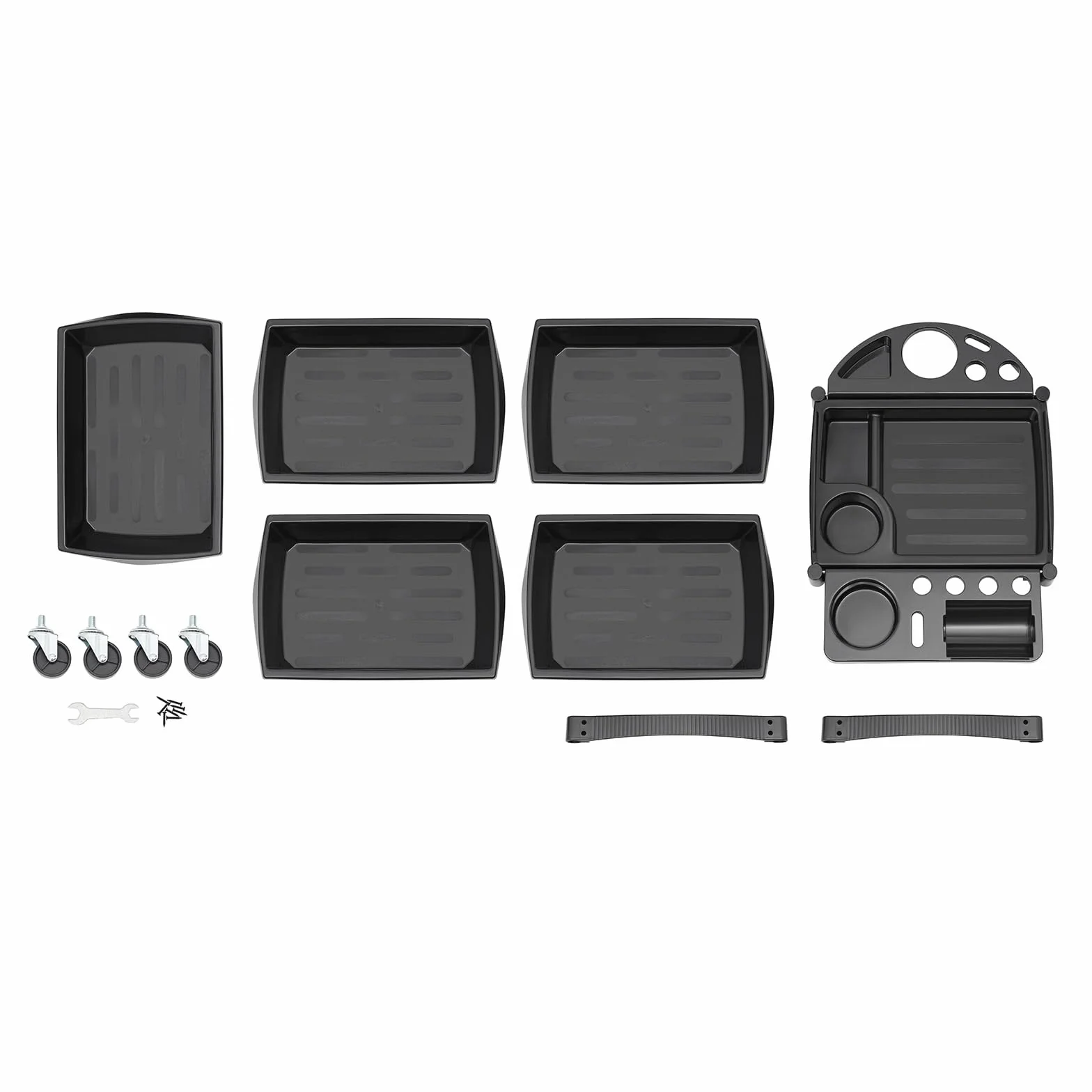 Carrito de peluquería 6 pisos 5 cajones acero inoxidable negro 36x85.5 cm