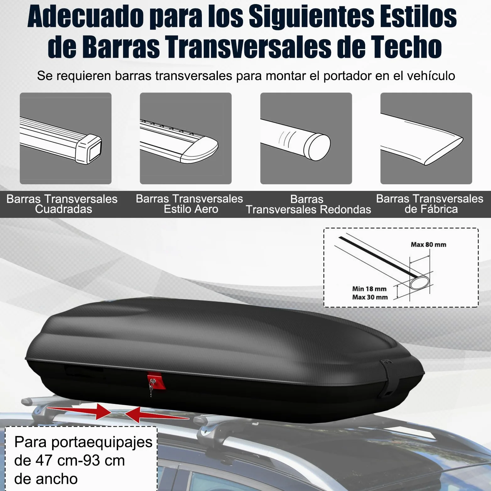 COSTWAY Cofre de Techo 250L, Cofre Techo Coche para Vehículo Impermeable con Llaves, Porta Equipaje de Automóvil, Caja de Equipaje de Techo para Coche, Vagone y SUV, Plata + Negro