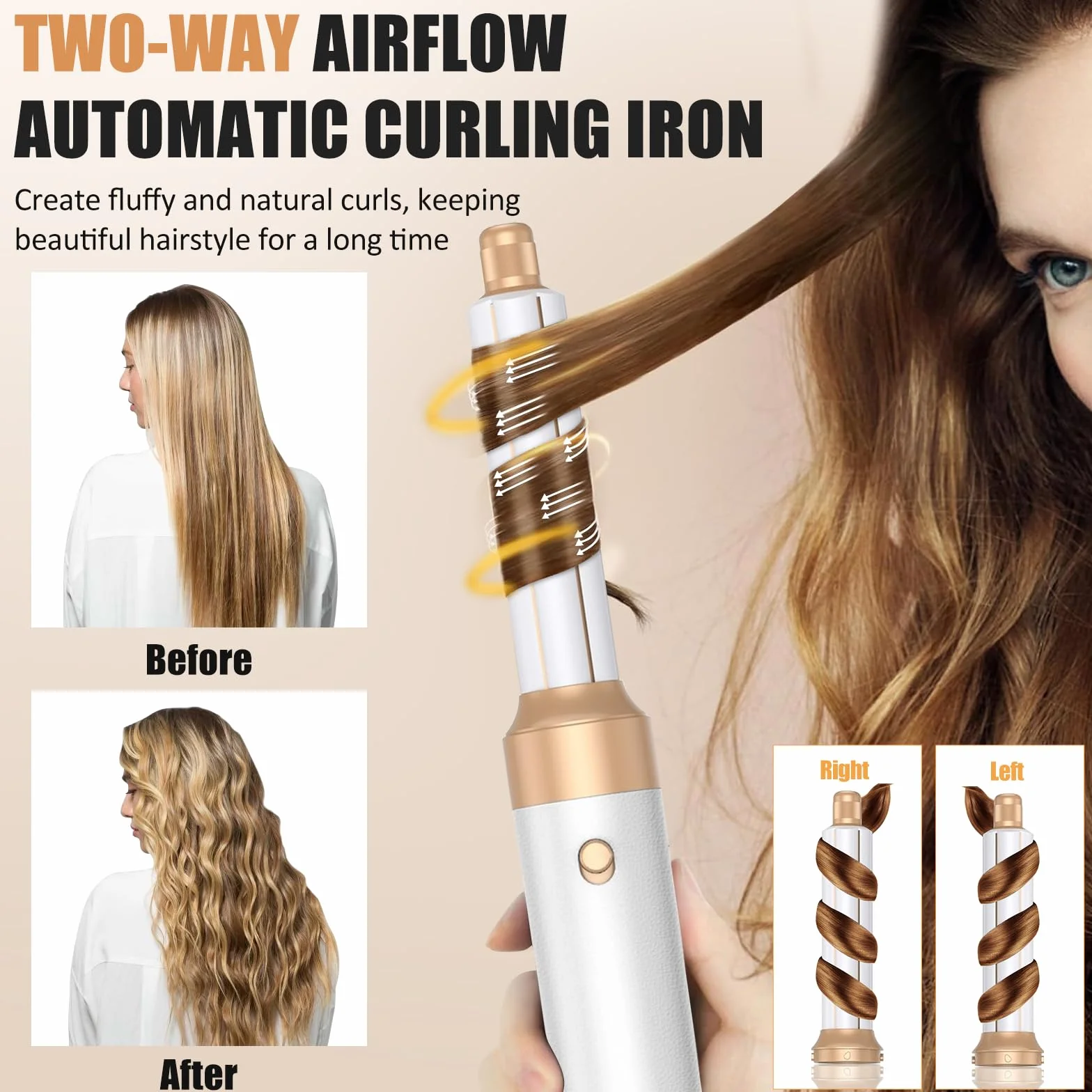 Cepillo Secador de Pelo Air Styler 7 en 1, Rizador Automático y Alisador Voluminizador