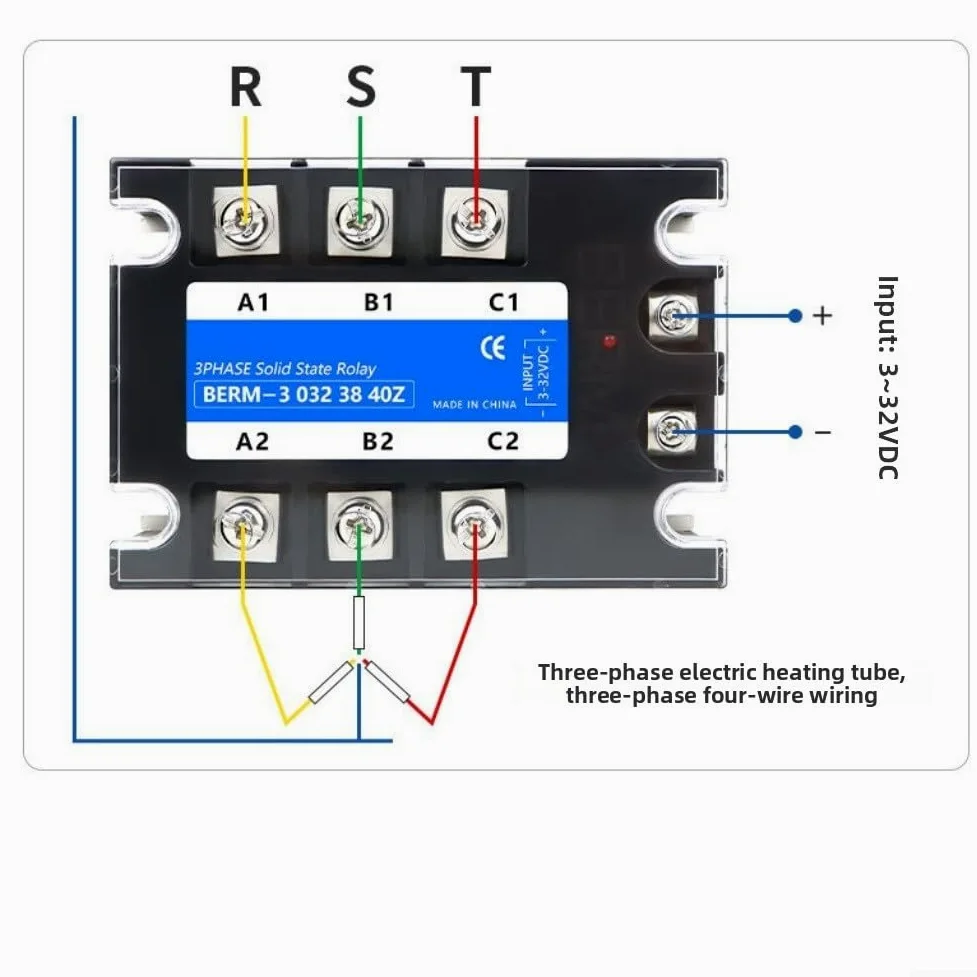 Relé de estado sólido trifásico Industrial Control CC Módulo AC con disipador de calor para entrada de 3-32 V y salida de 24-480 V hasta 100 A (80 A)