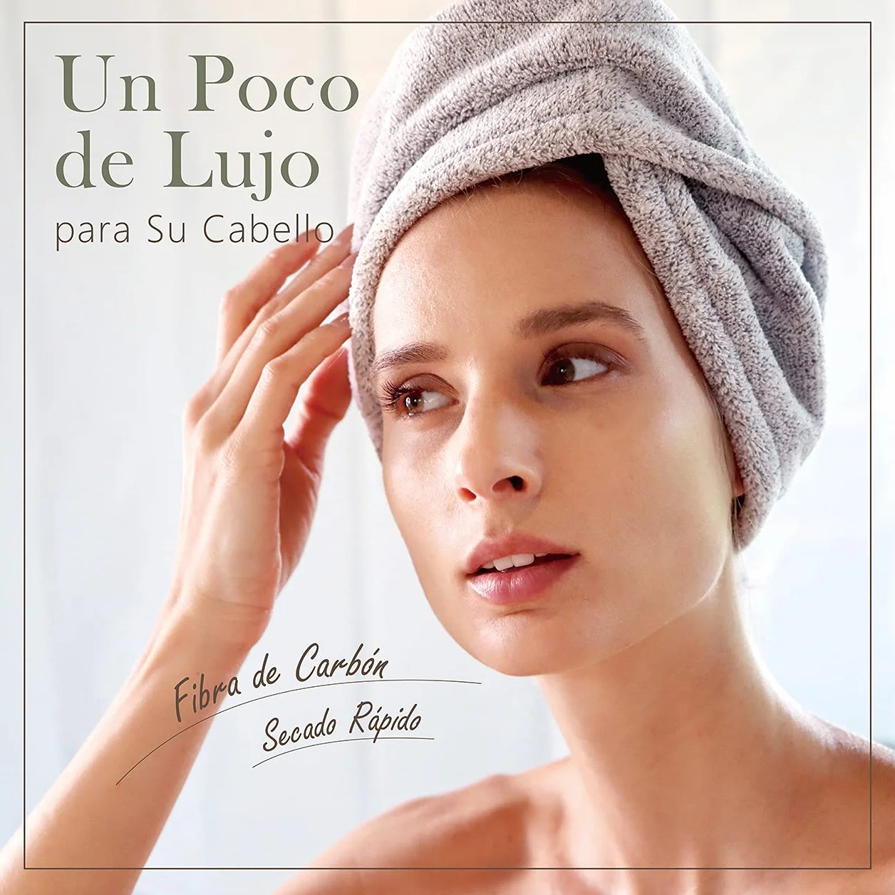 myHomeBody Toallero de Pelo Turbante Secado Rápido Fibra de Bambú Absorbente Ultra Suave Gris 1 Unidad