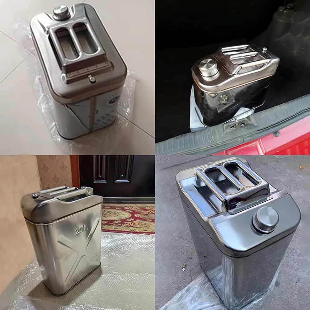 barriles de aceite portátiles, Bidón metálico portátil de gran capacidad, bidón combustible acero inoxidable 304 con tubo guía aceite, depósito repuesto for gasolina y diésel, 15 l