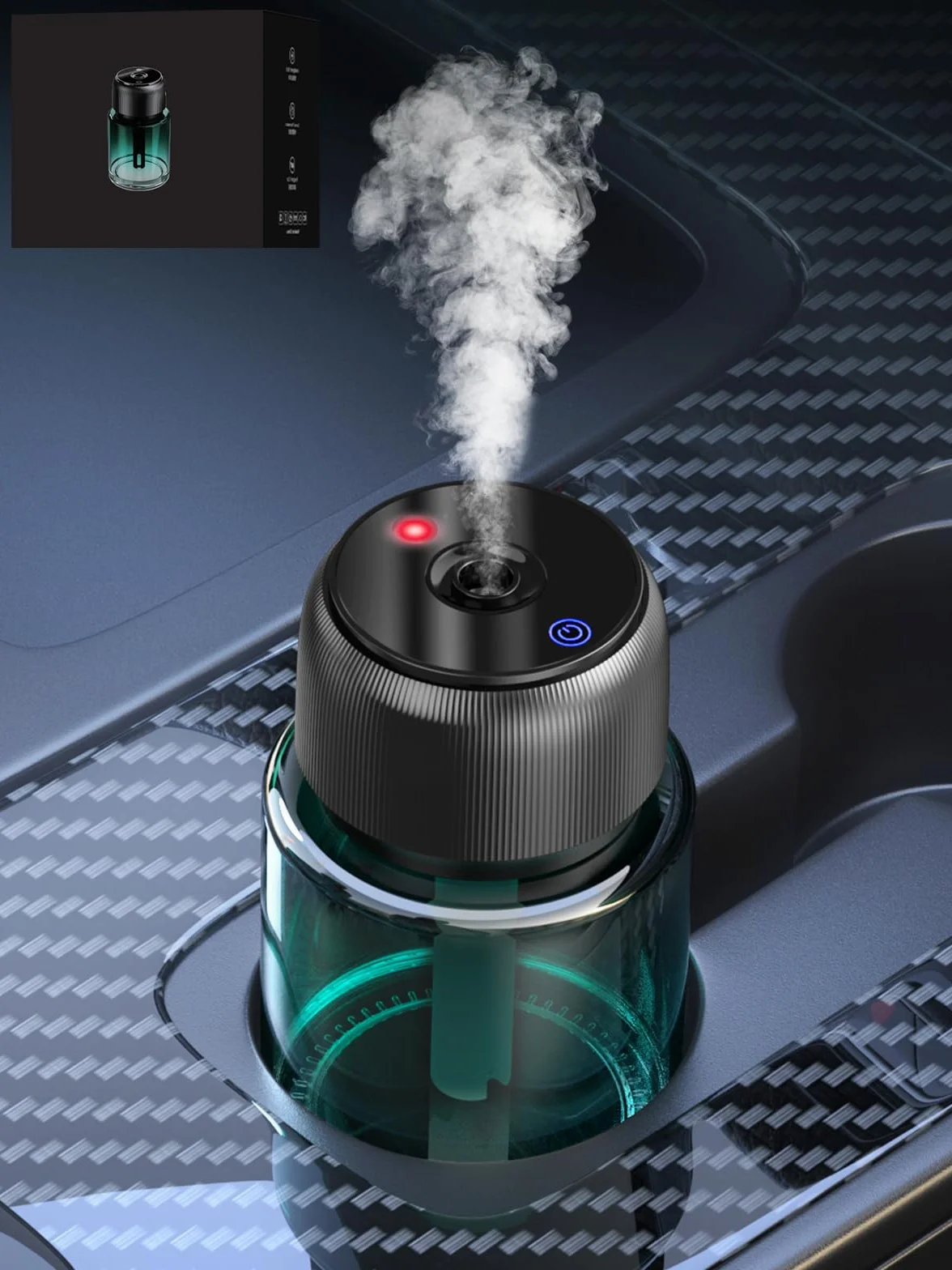 160ml Ambientador De Coche Difusor De Aromas Con Fragancia, Larga Duración 9–12 Meses, Encendido Automático, Batería Recargable, Luz Estrellada, Nebulizador Ultrasónico, 3 Modos, BJ 047 (Océano)